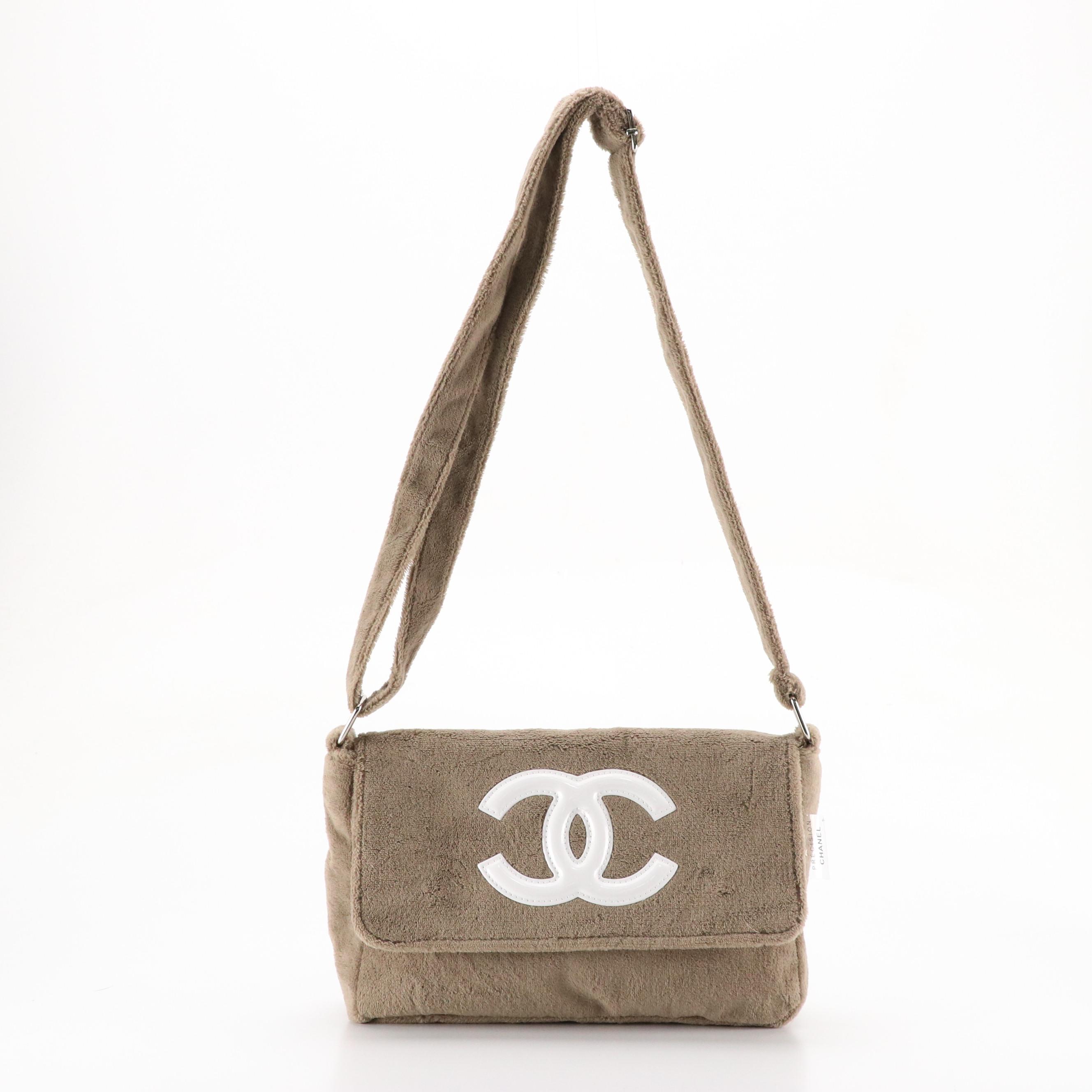 Chanel Makeup "Précision" Taupe Towel Bag with Patent Leather CC Accent