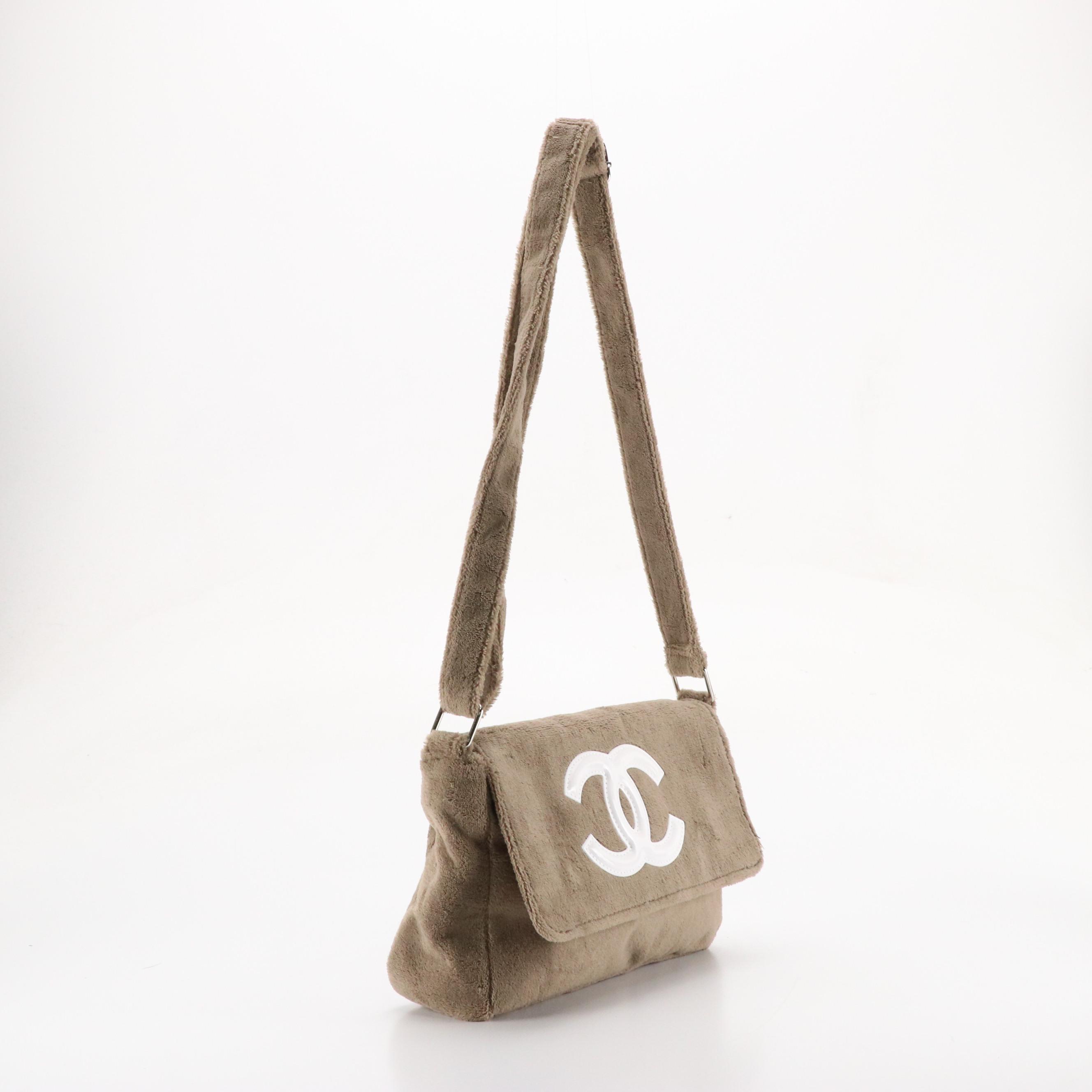 Chanel Makeup "Précision" Taupe Towel Bag with Patent Leather CC Accent