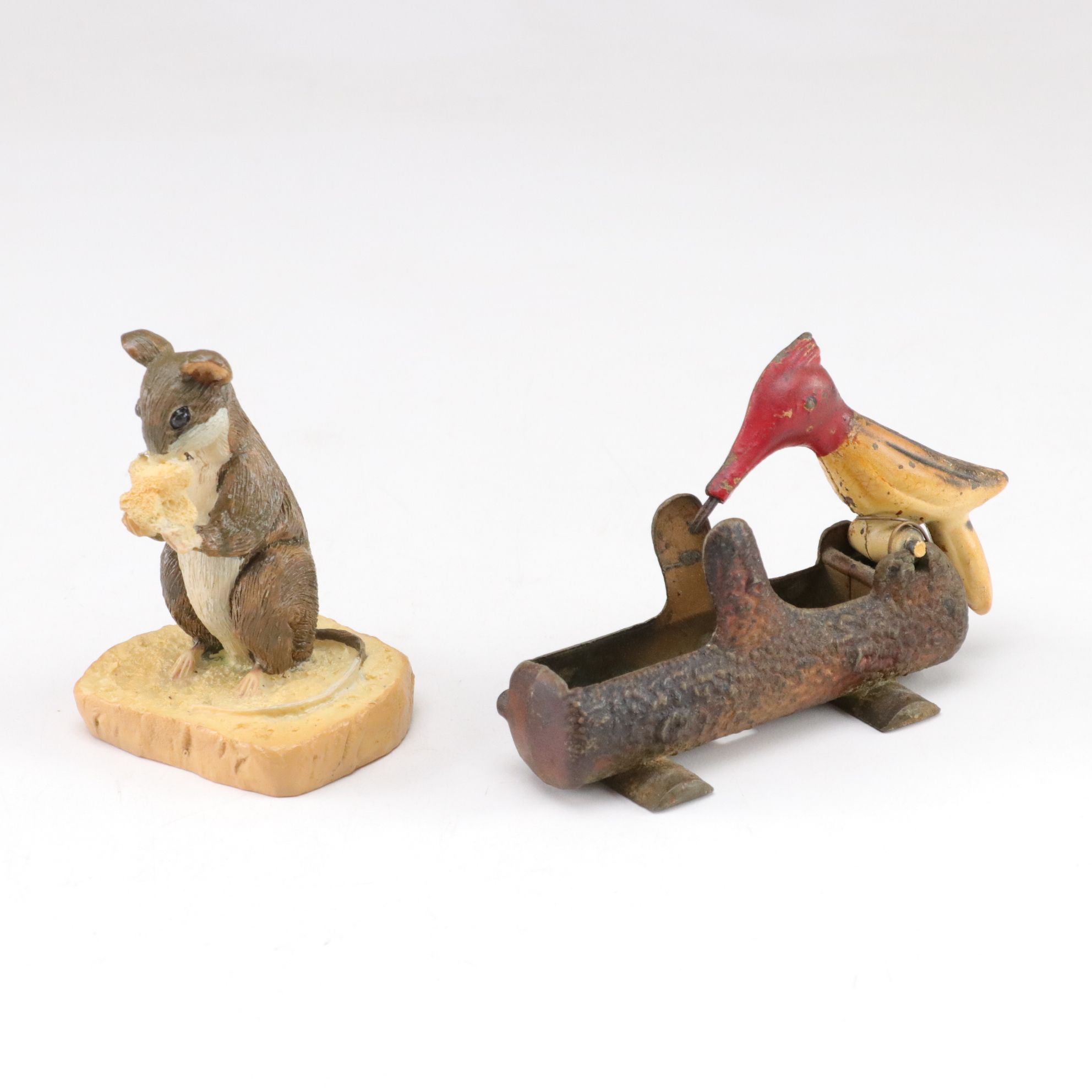 Carved Resin Mama Bear & Cub with Piggy Bank, Cast Iron Cat Bank & More Animals