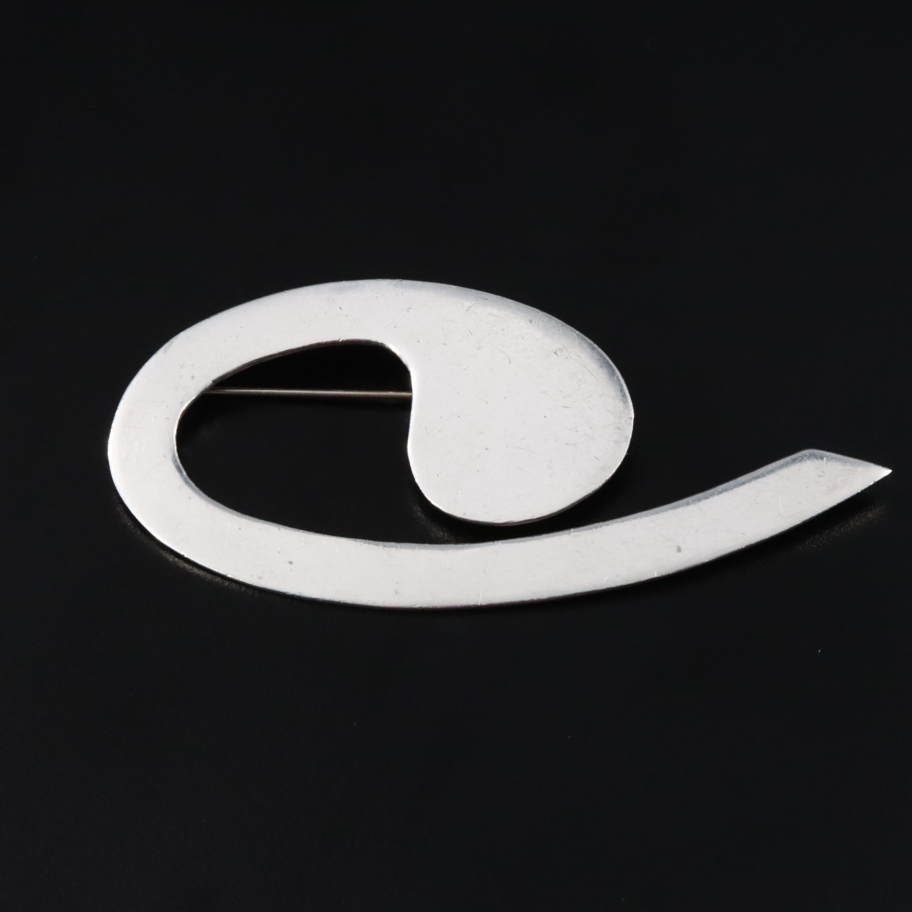 Mexican Sterling Spiral Brooch