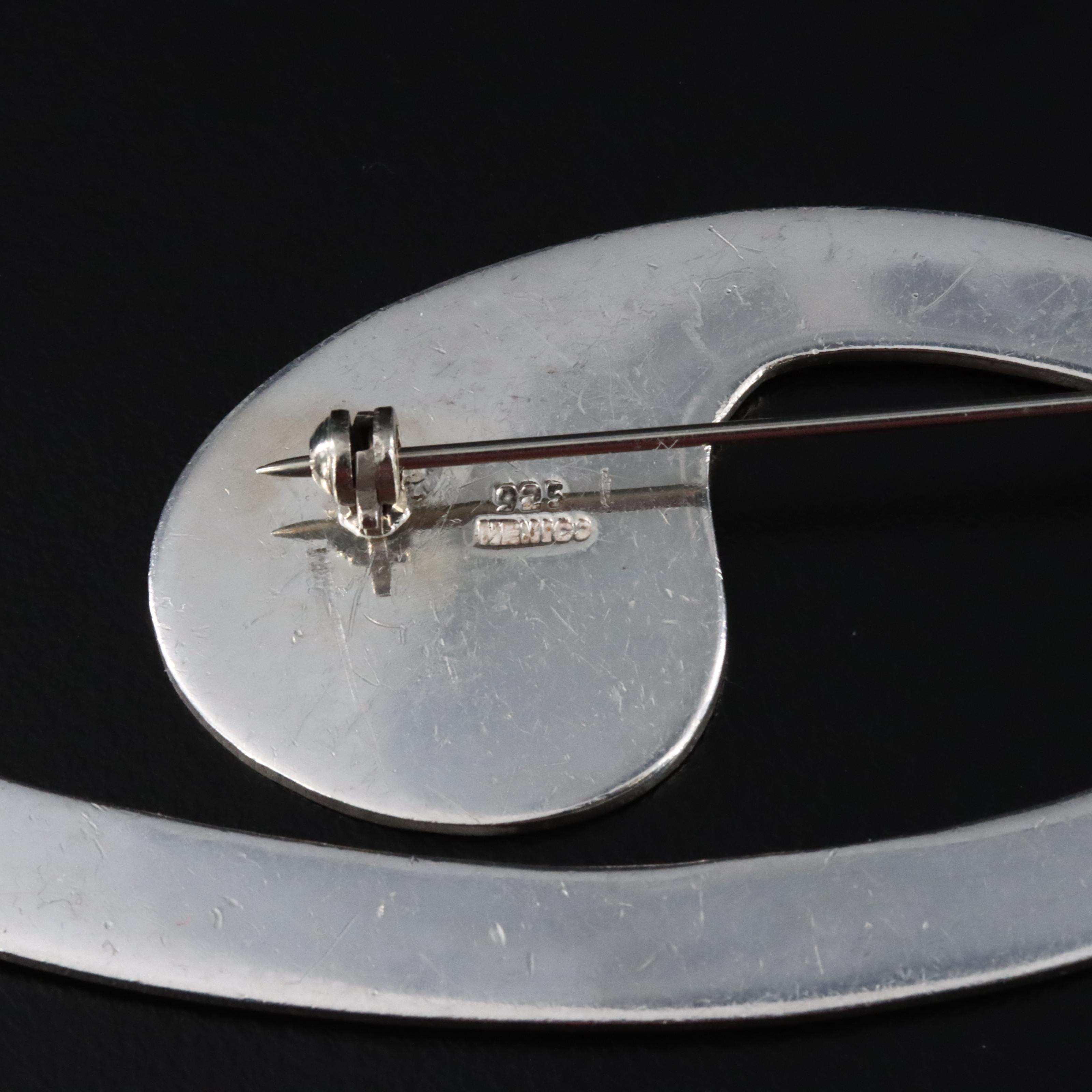 Mexican Sterling Spiral Brooch