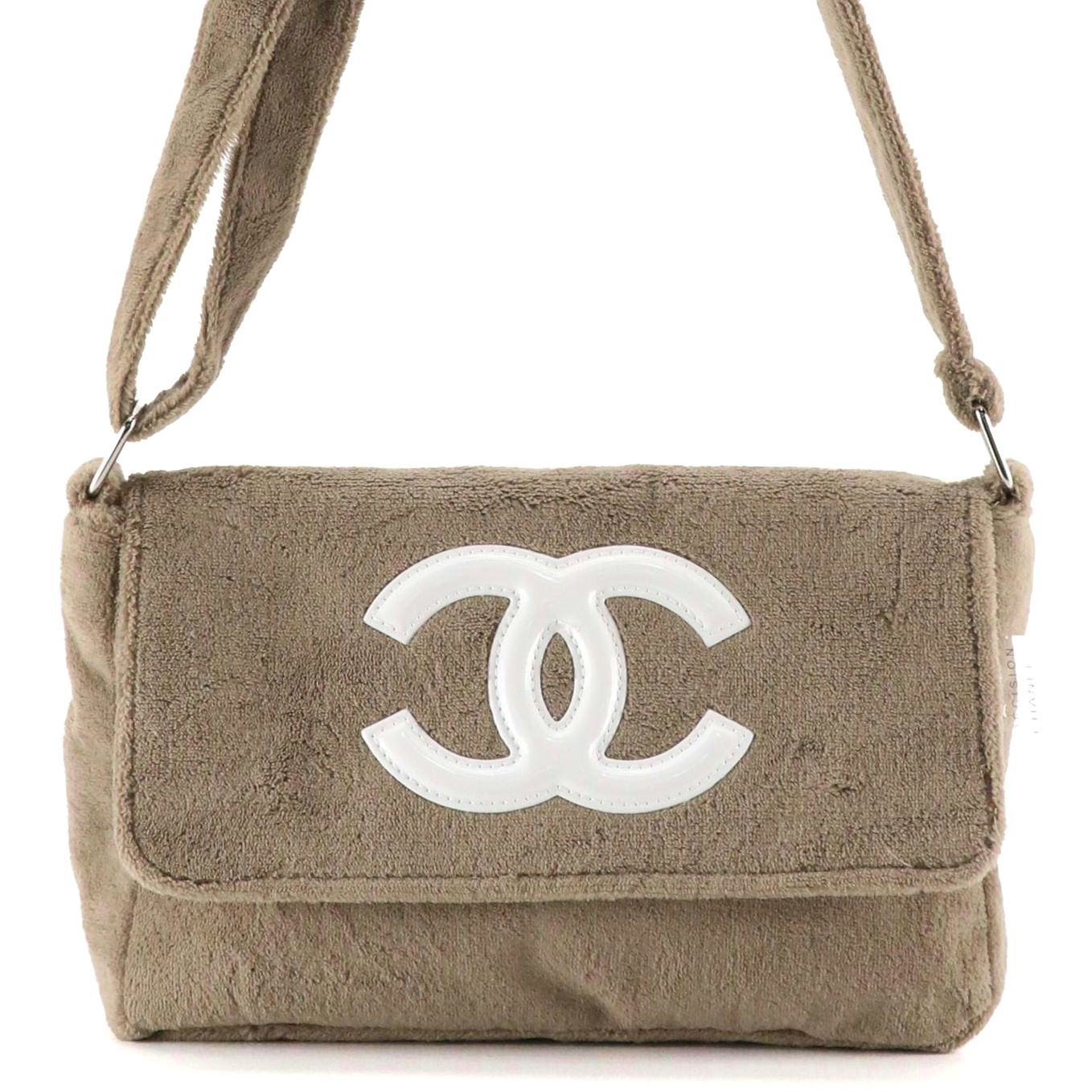 Chanel Makeup "Précision" Taupe Towel Bag with Patent Leather CC Accent