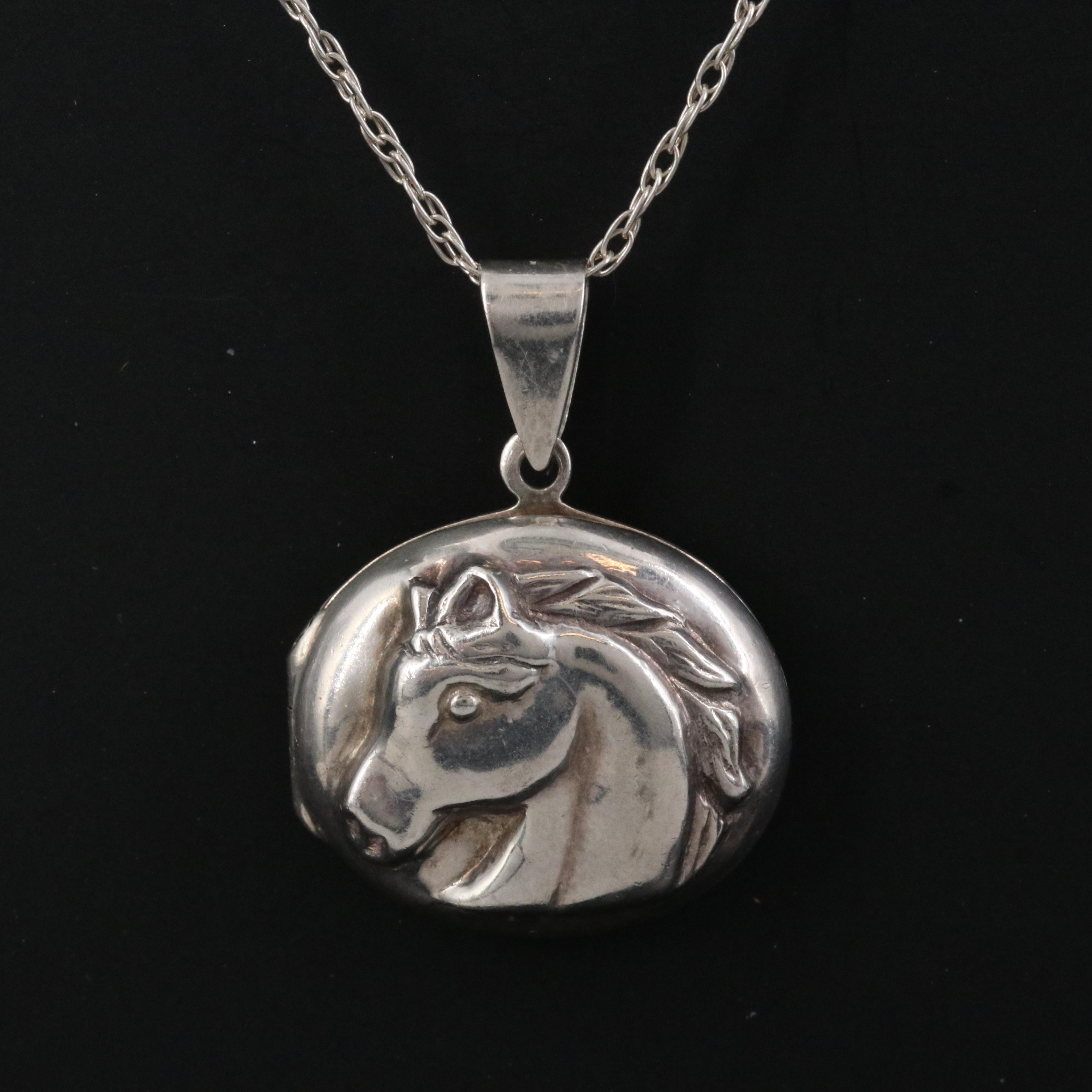 Sterling Horse Locket Necklace