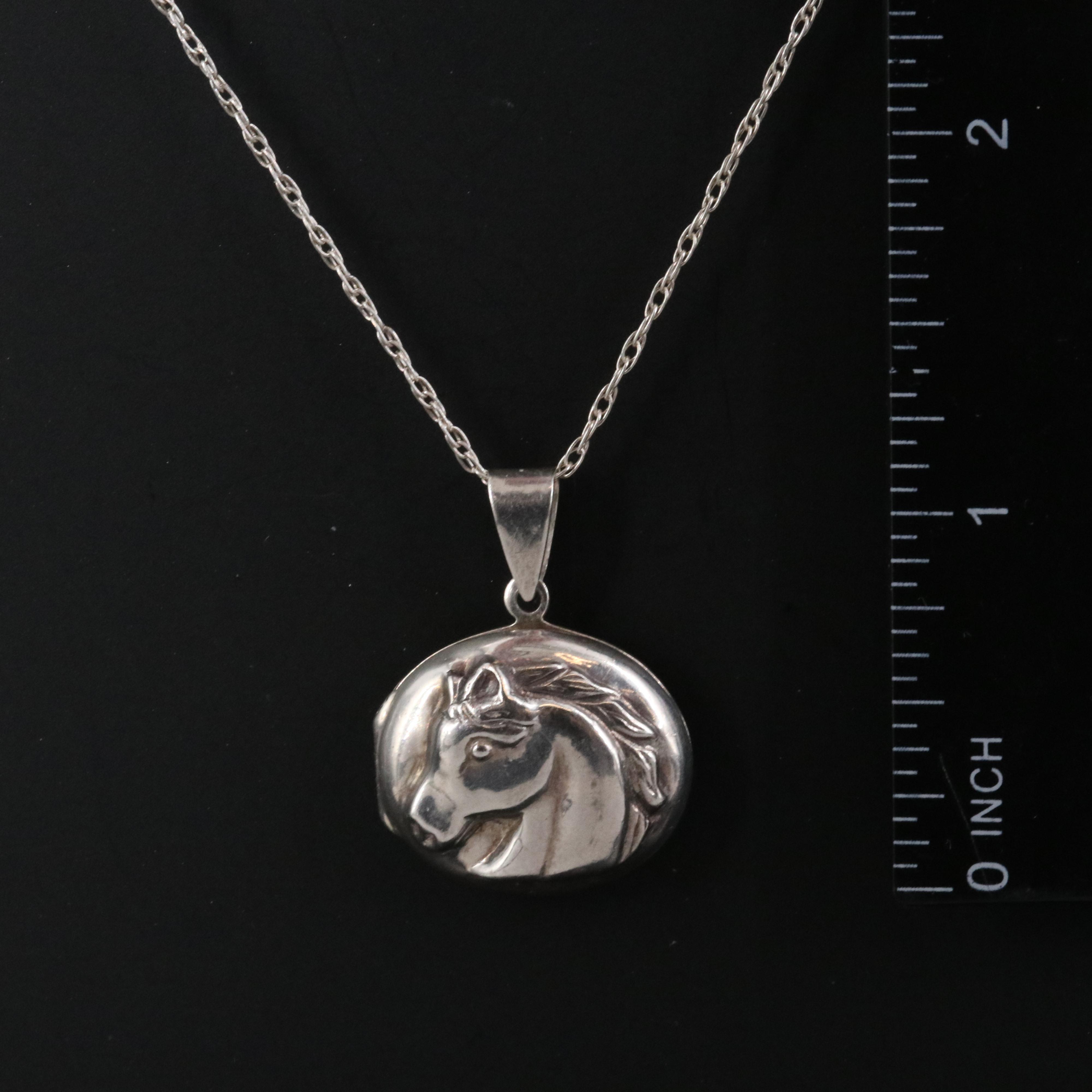 Sterling Horse Locket Necklace
