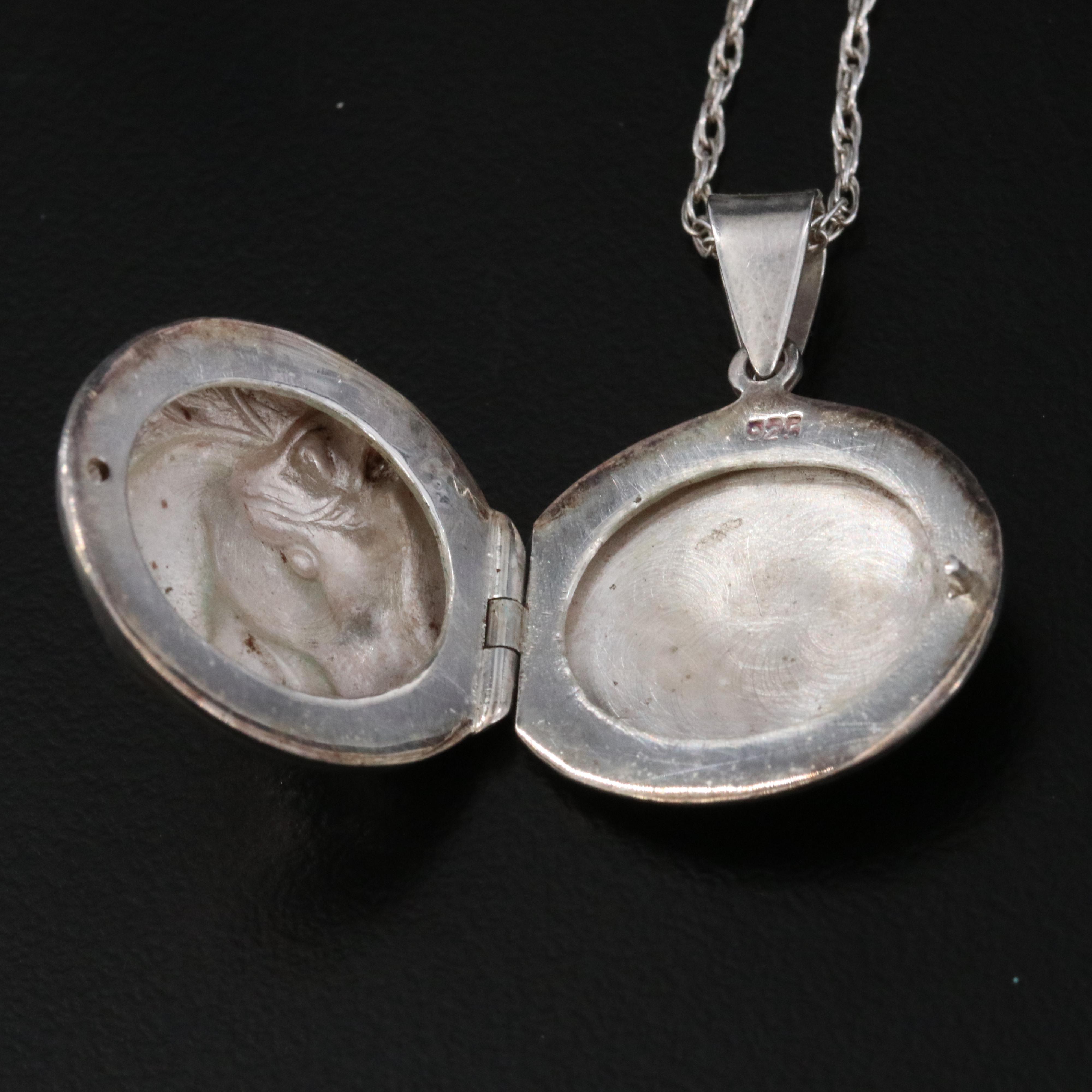 Sterling Horse Locket Necklace