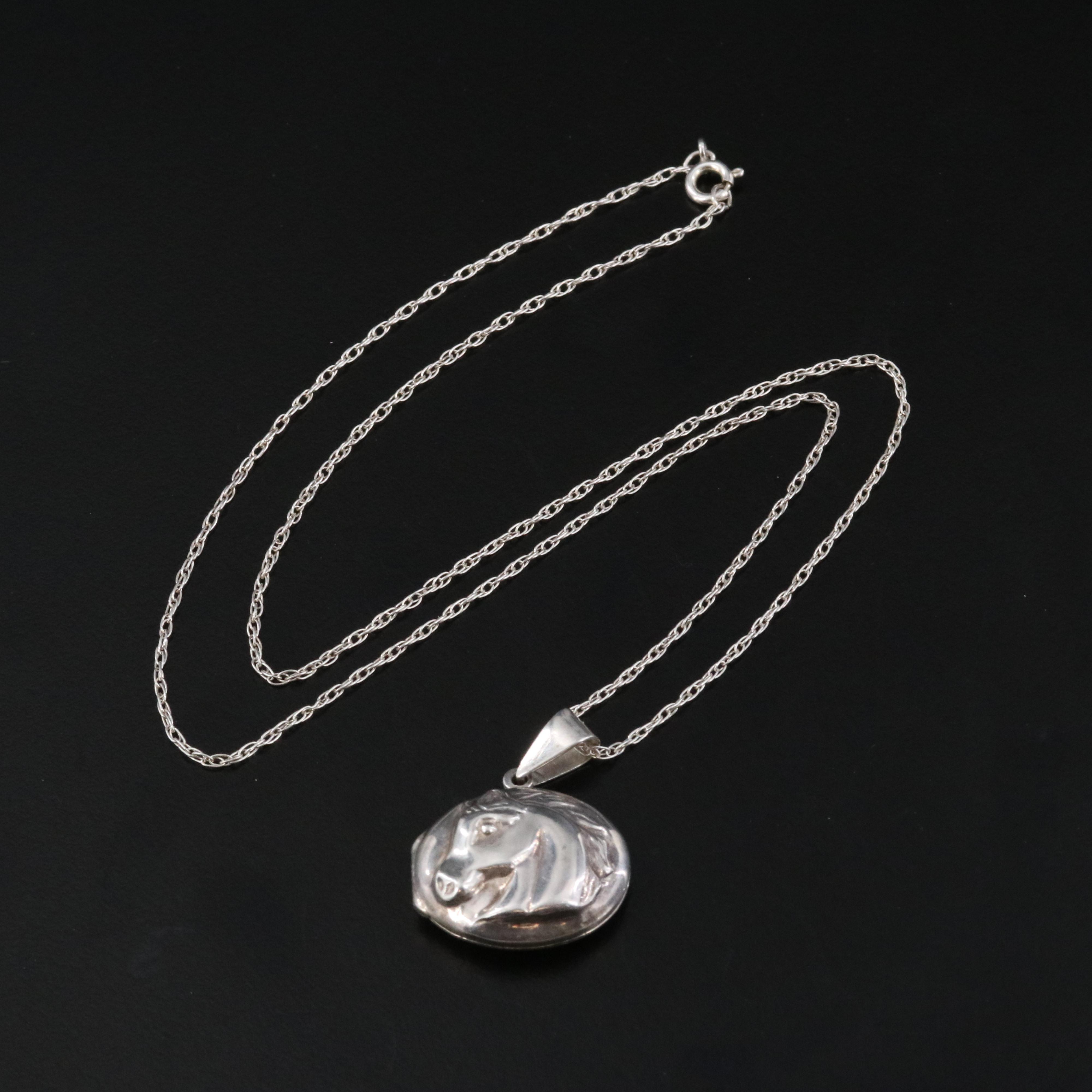Sterling Horse Locket Necklace