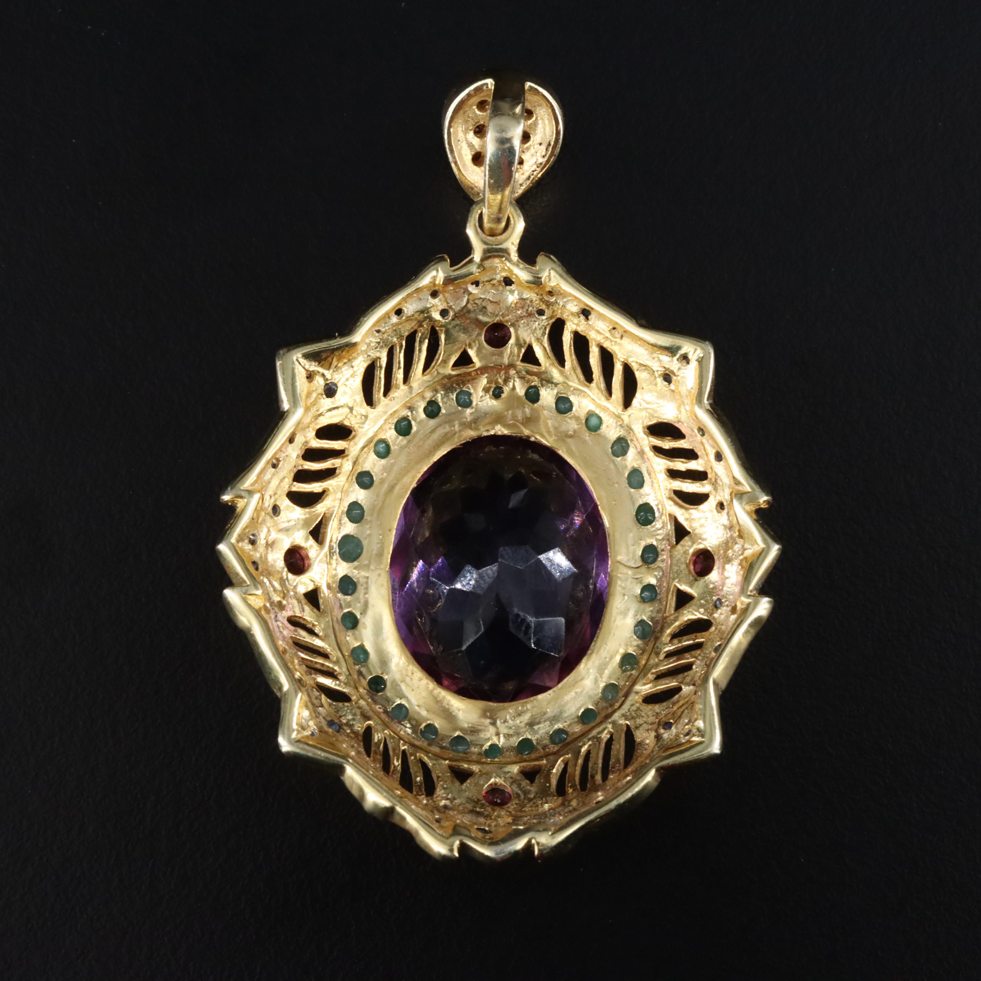 Sterling Amethyst and Gemstone Pendant