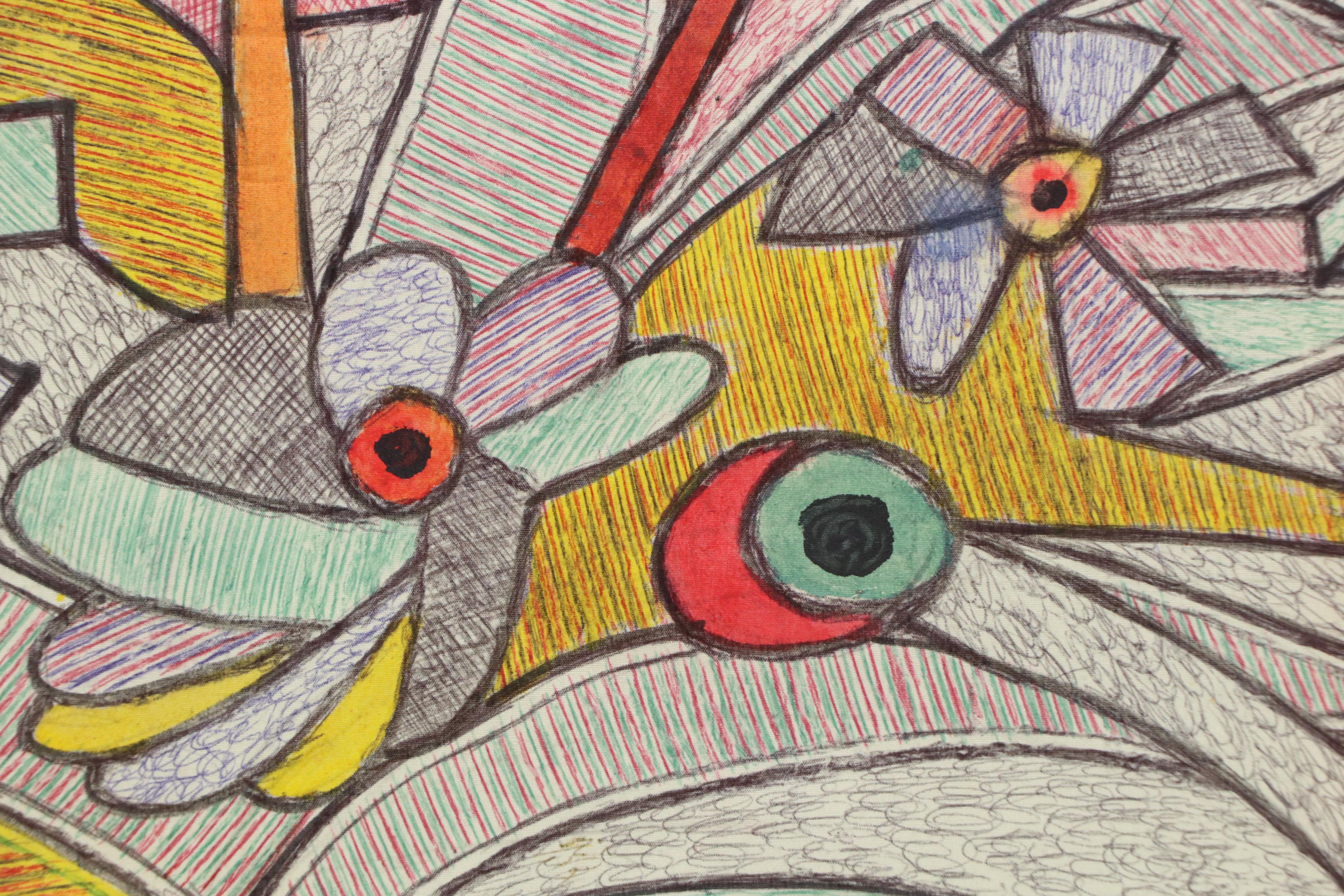 Kayode Buraimoh Mixed Media Painting "Flower Pot," 2025