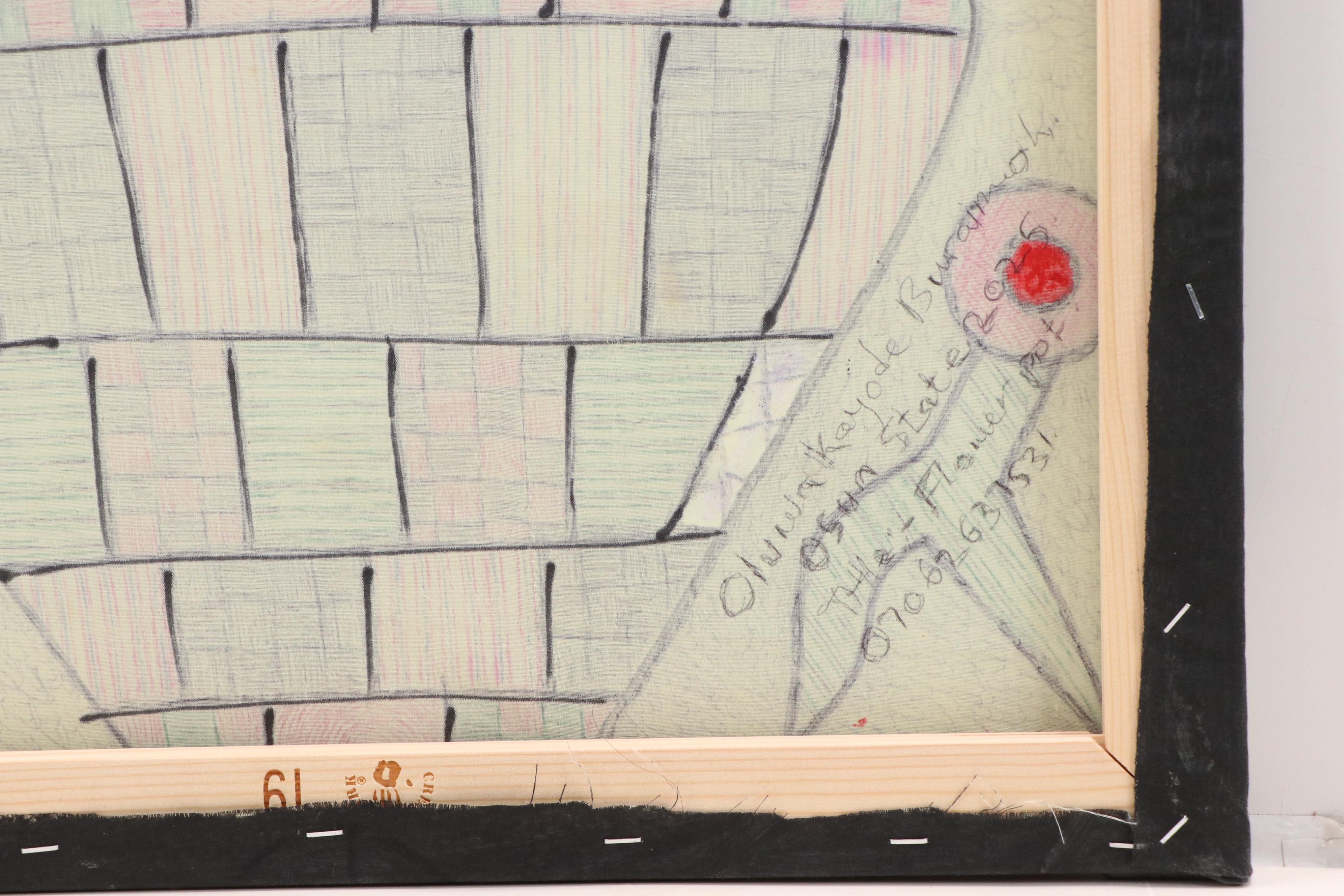 Kayode Buraimoh Mixed Media Painting "Flower Pot," 2025