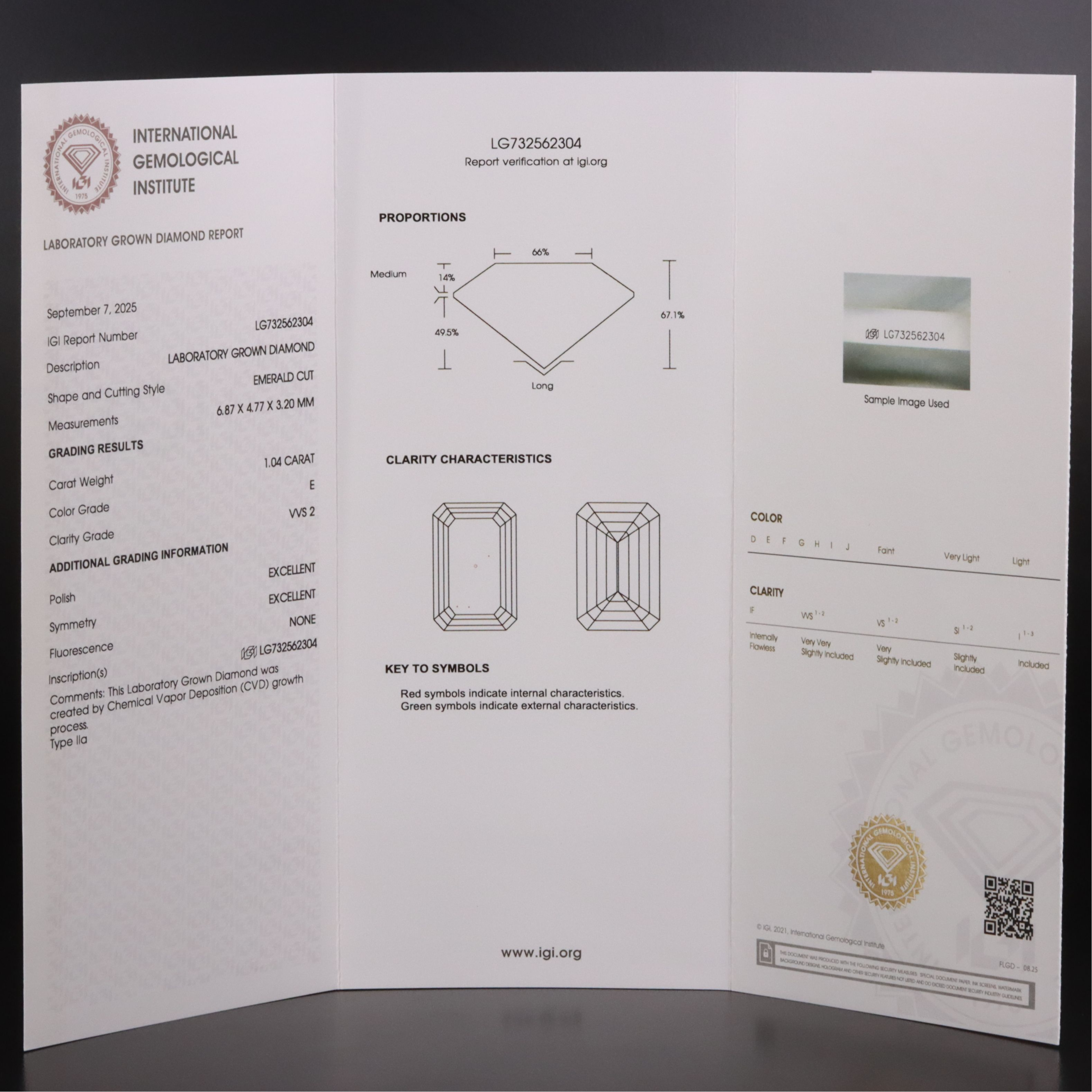 Loose 1.04 CT Lab Grown Diamond with IGI Report