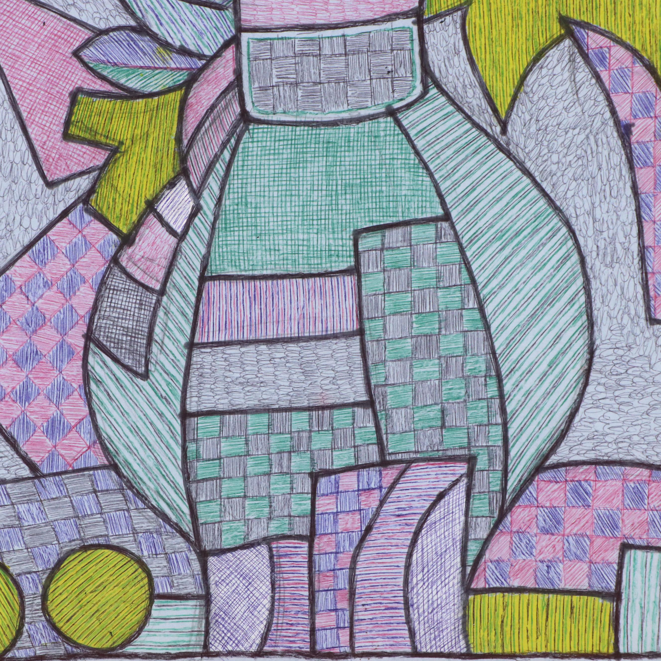 Kayode Buraimoh Mixed Media Painting "Flower Pot," 2025