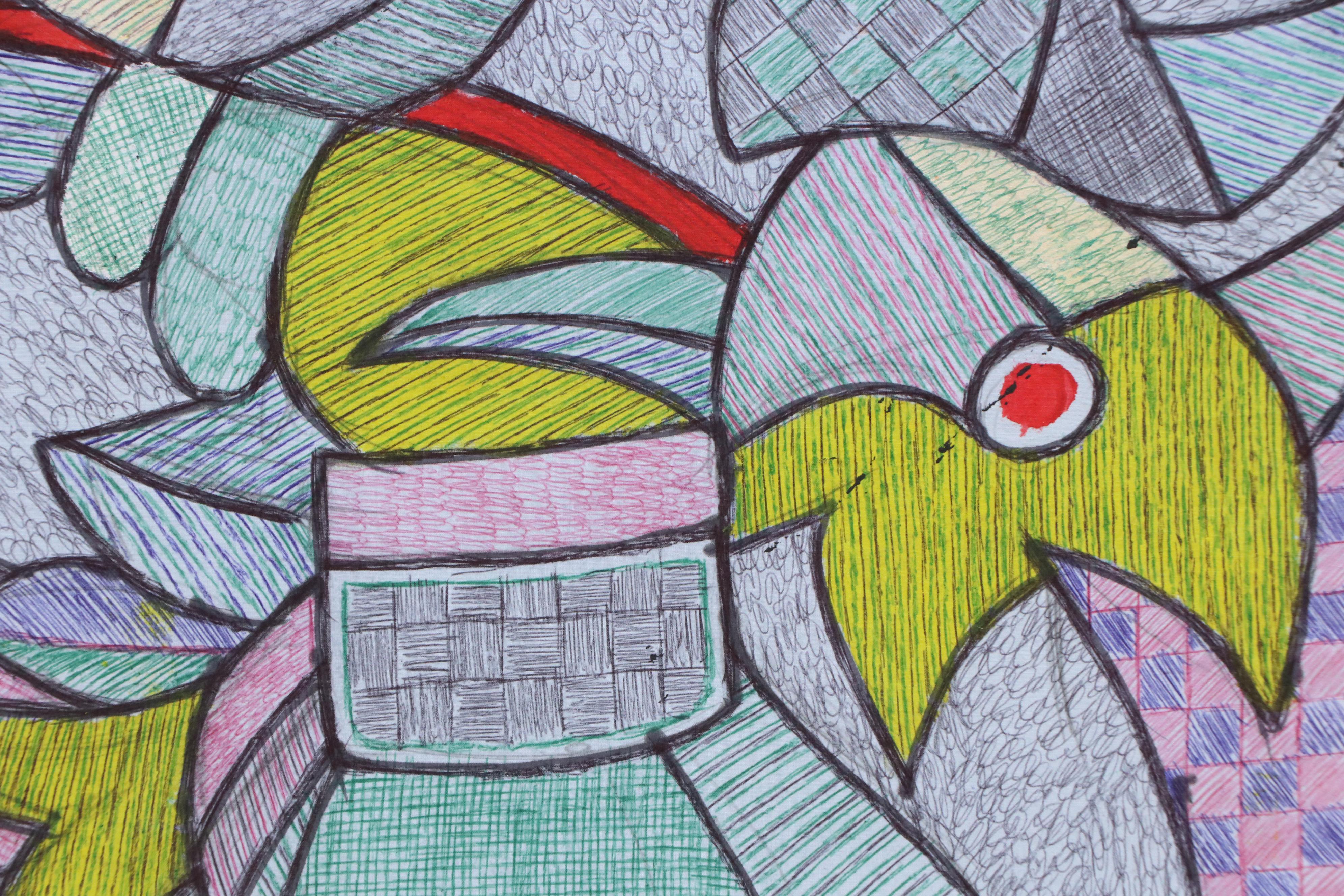 Kayode Buraimoh Mixed Media Painting "Flower Pot," 2025