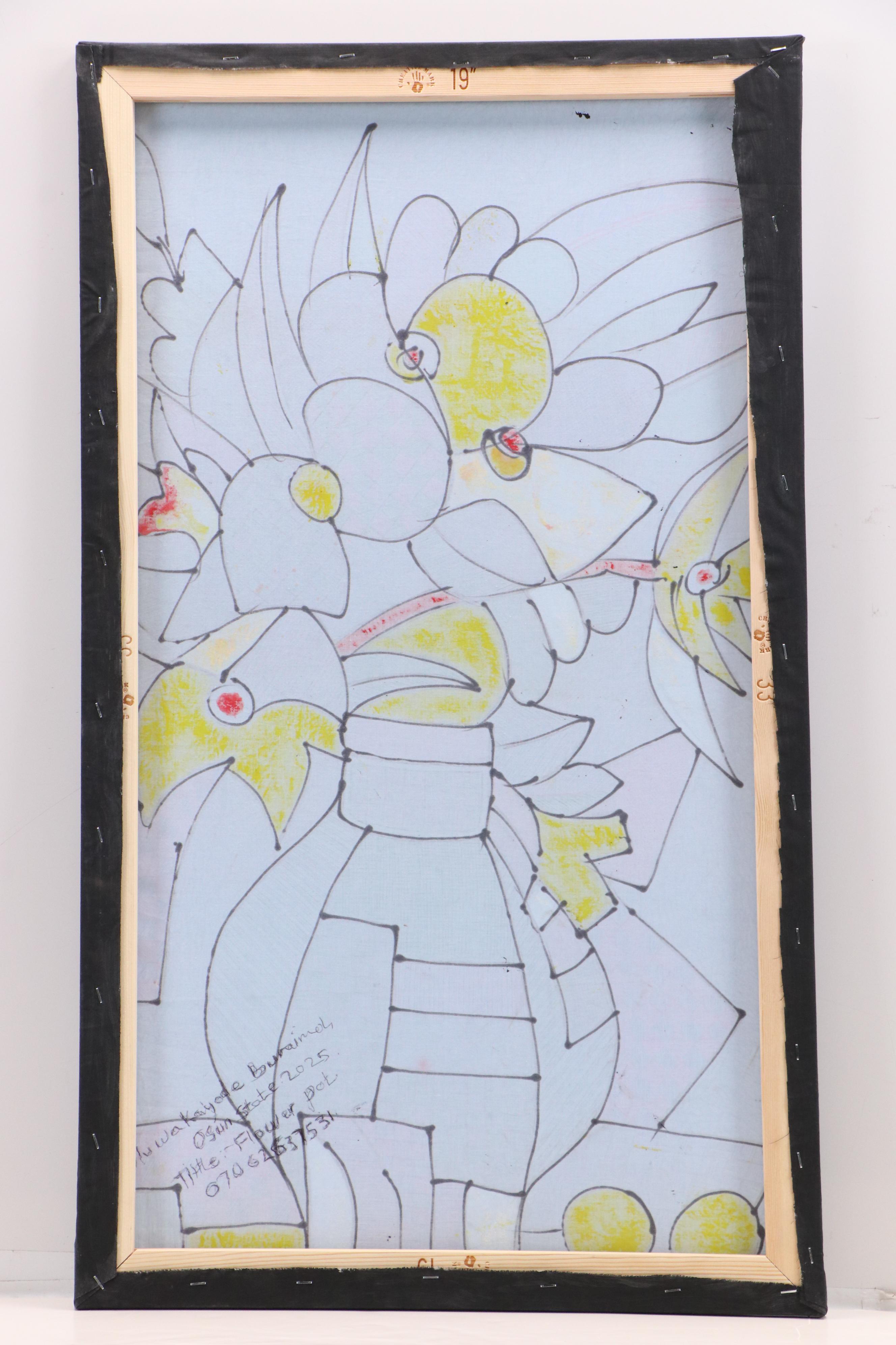 Kayode Buraimoh Mixed Media Painting "Flower Pot," 2025