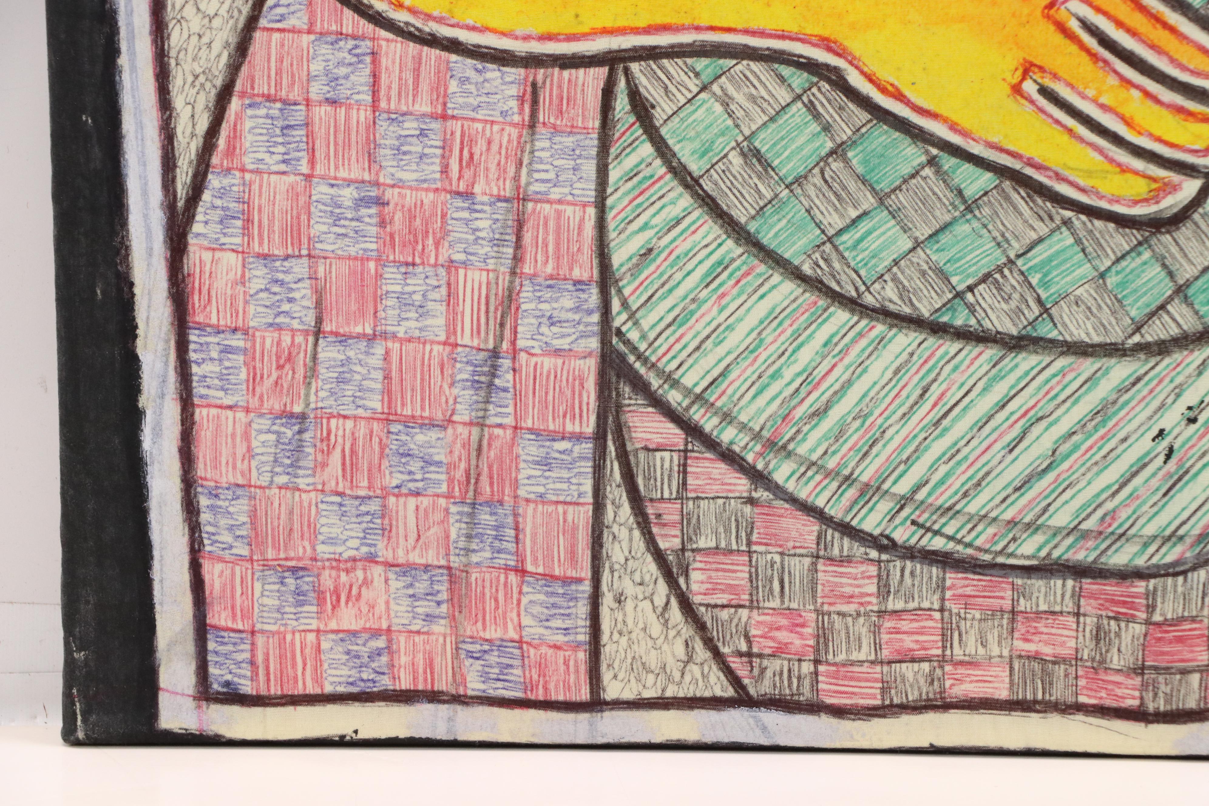 Kayode Buraimoh Mixed Media Painting "Musician," 2025