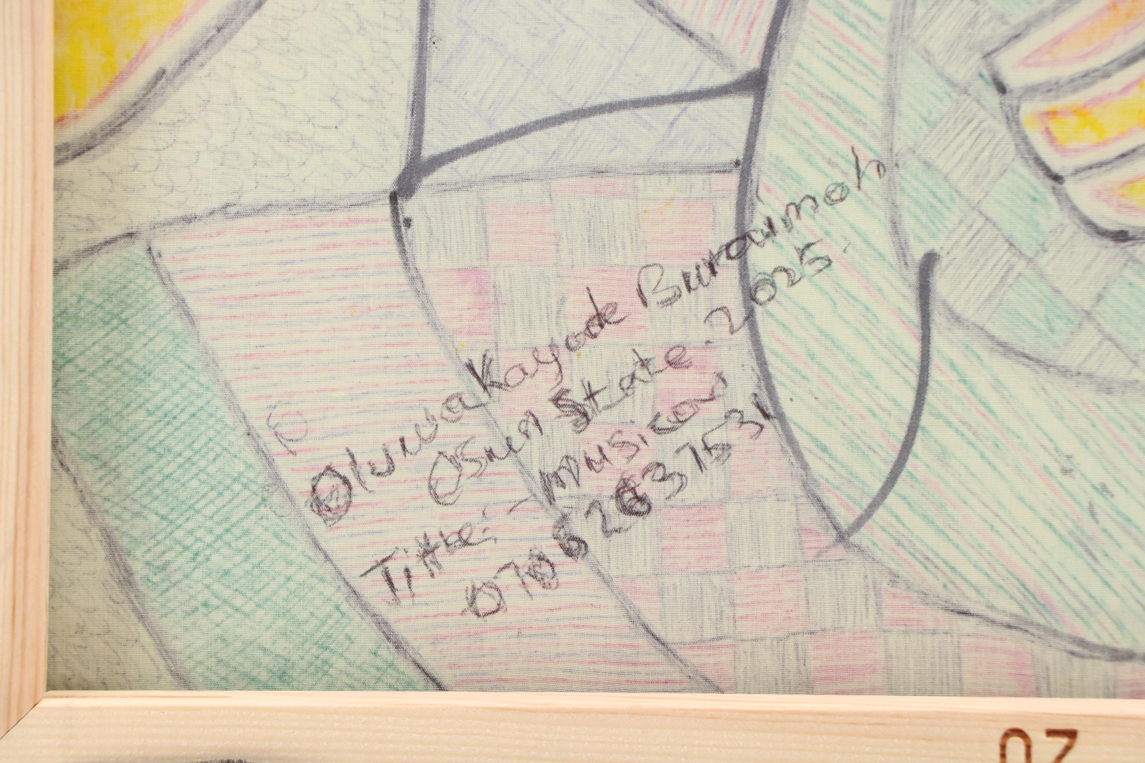 Kayode Buraimoh Mixed Media Painting "Musician," 2025