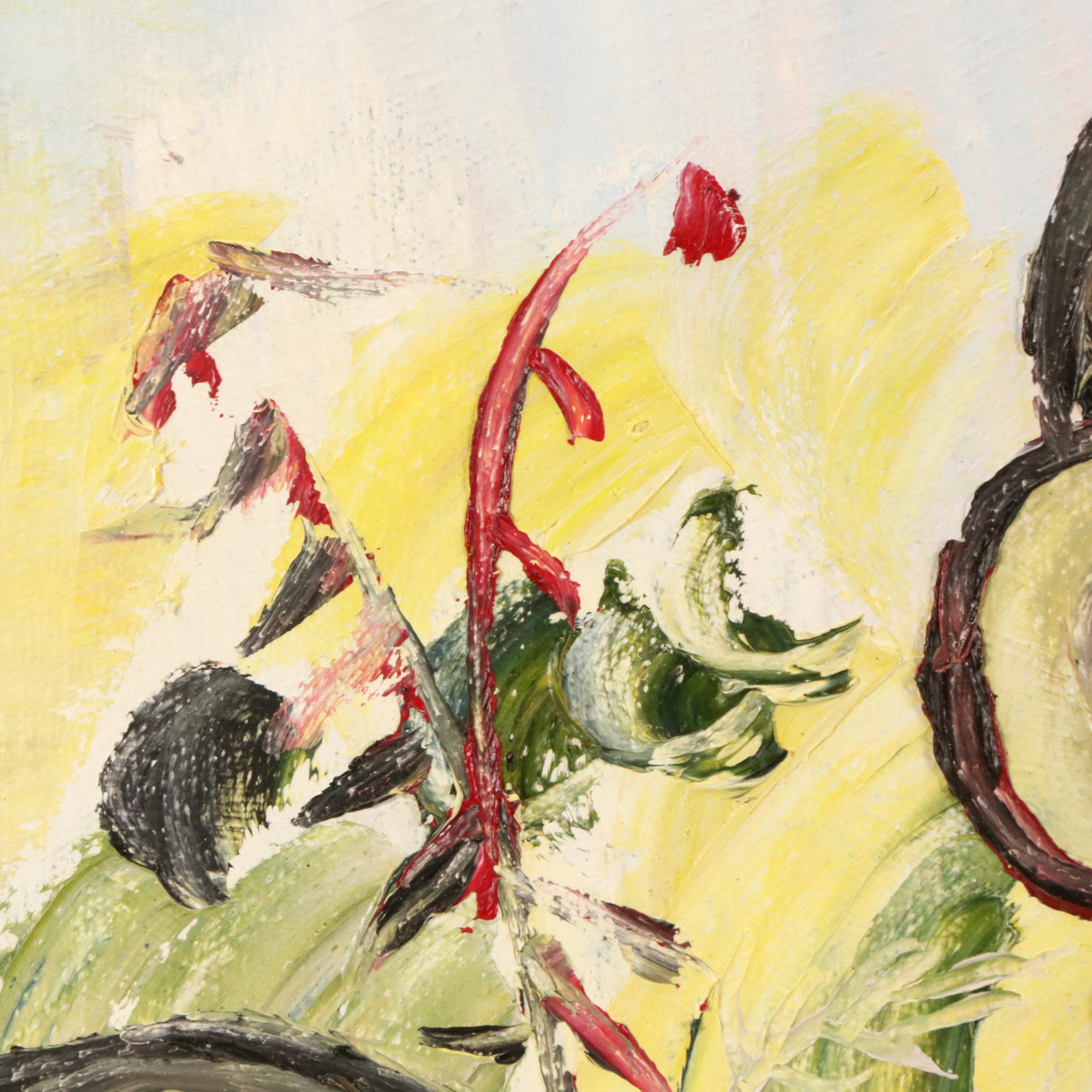 Bayo Ogundele Stylized Floral Still Life Oil Painting, 2025