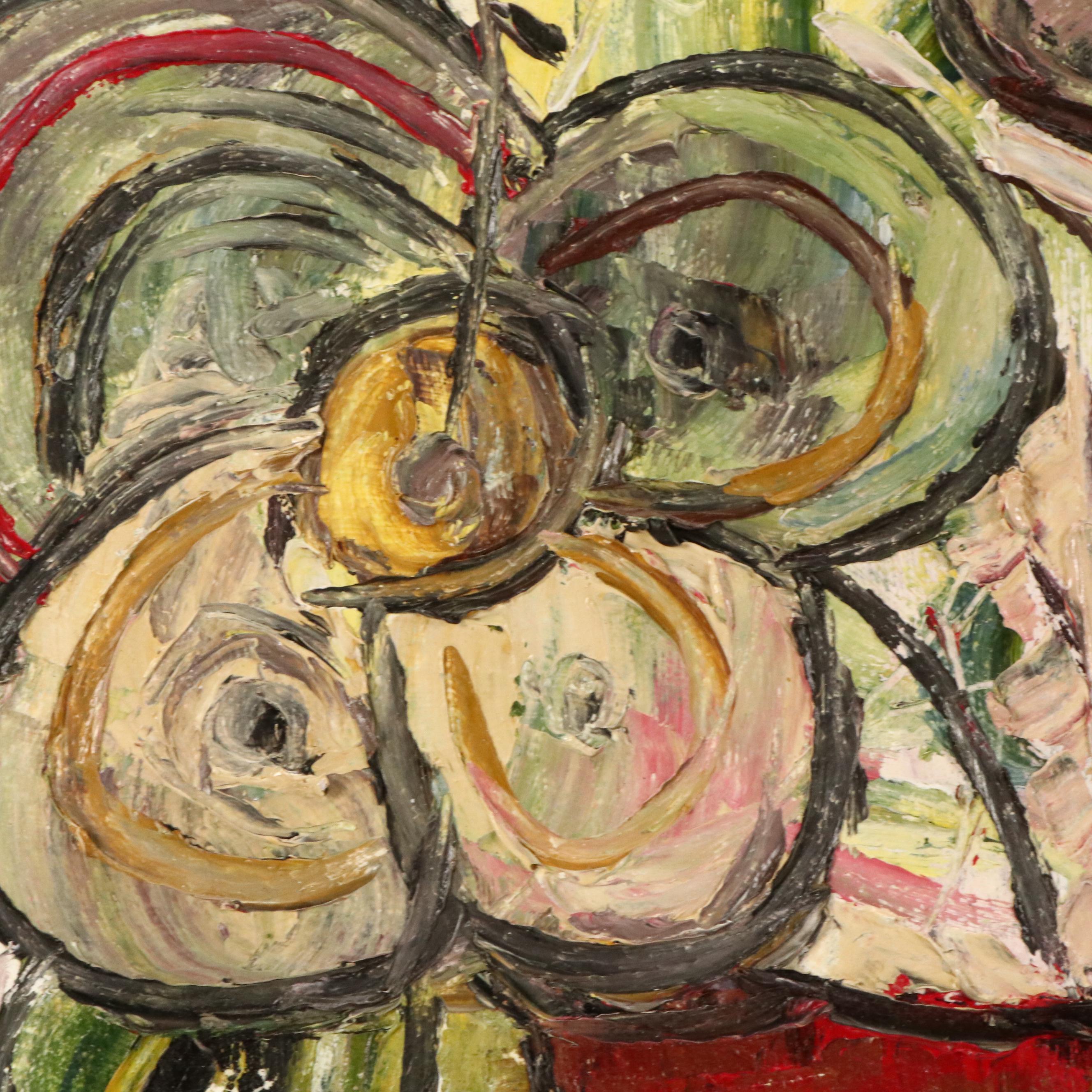 Bayo Ogundele Stylized Floral Still Life Oil Painting, 2025