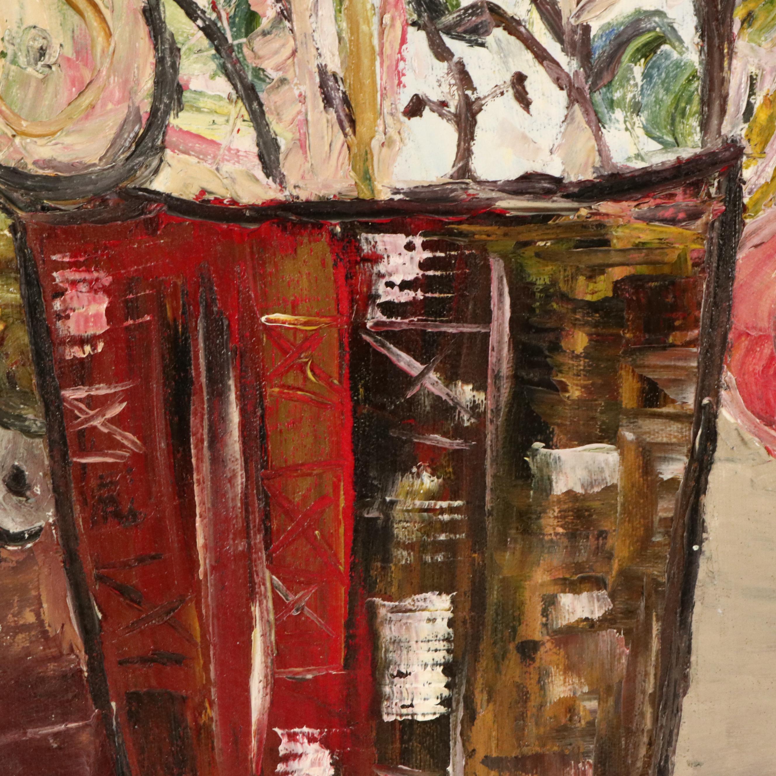 Bayo Ogundele Stylized Floral Still Life Oil Painting, 2025