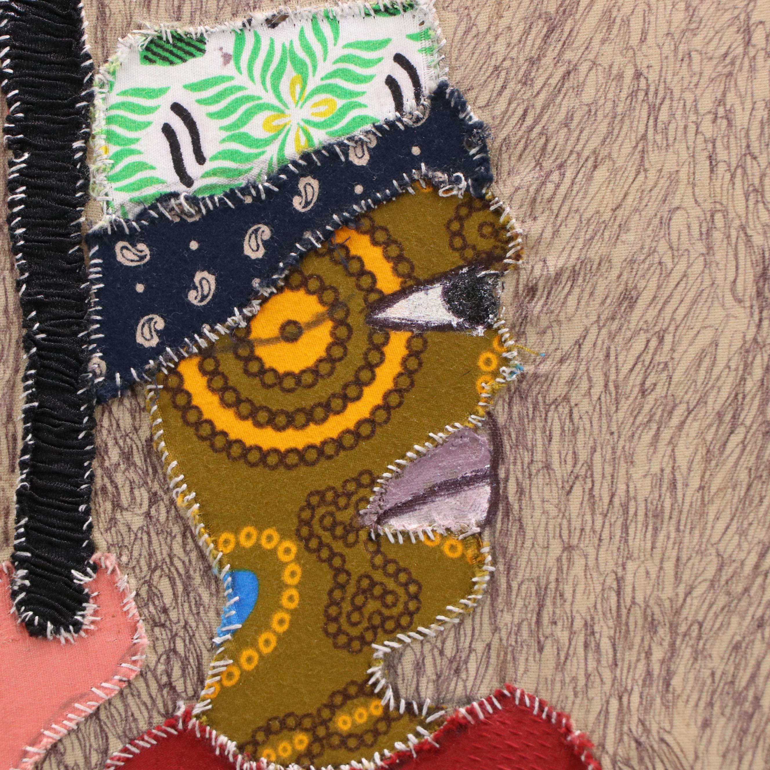 Kayode Buraimoh Stylized Mixed Media Collage "Asogbo," 2018