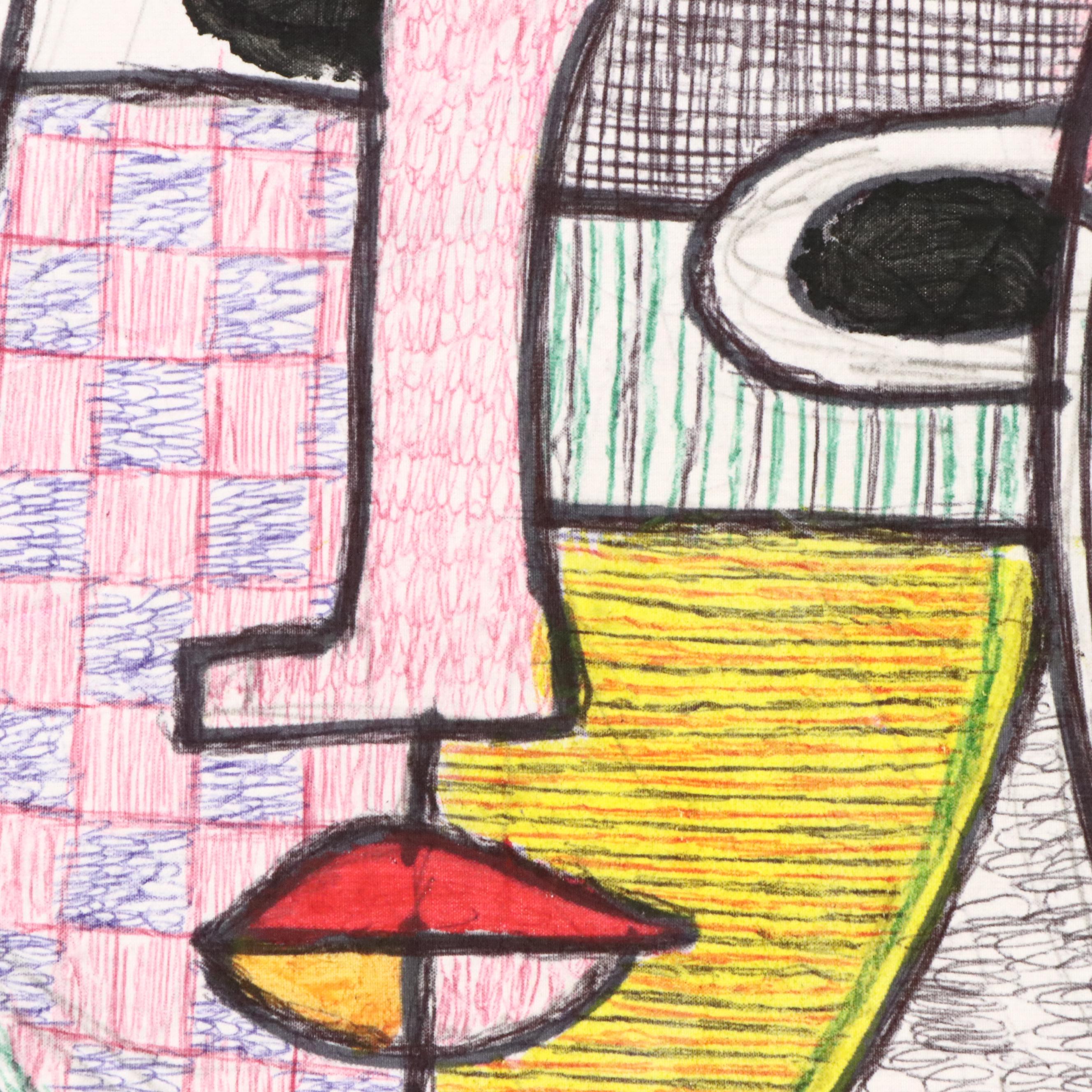 Kayode Buraimoh Mixed Media Painting "Collection of Faces," 2025