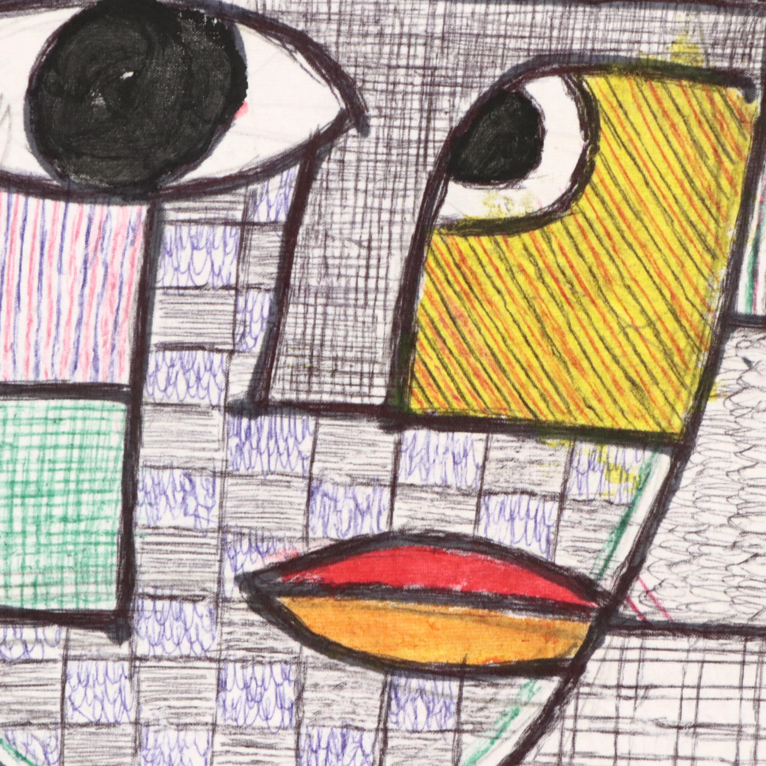 Kayode Buraimoh Mixed Media Painting "Collection of Faces," 2025