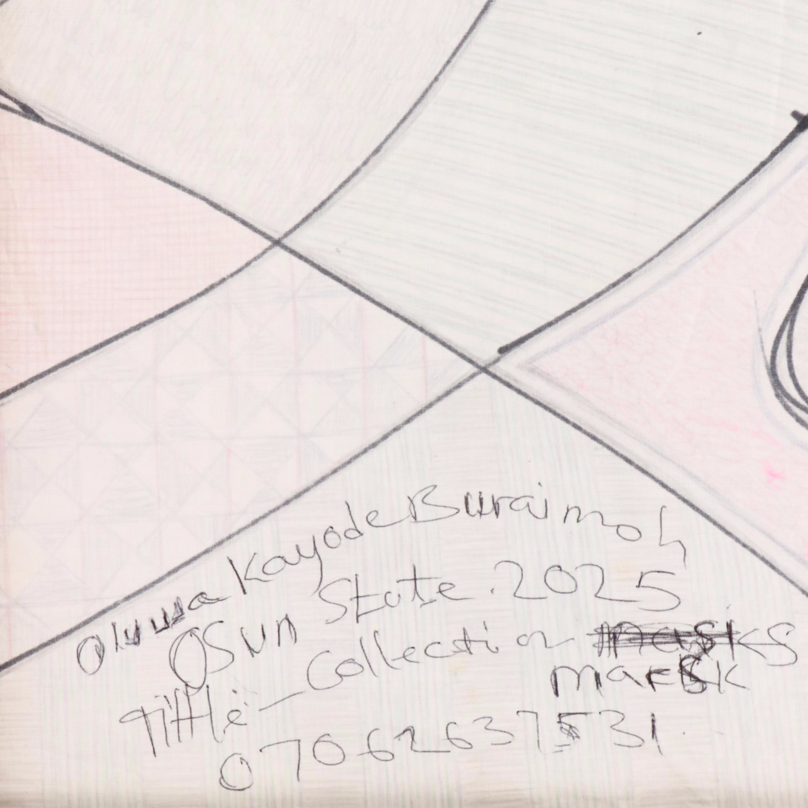 Kayode Buraimoh Mixed Media Painting of Mother Holding Baby, 2025