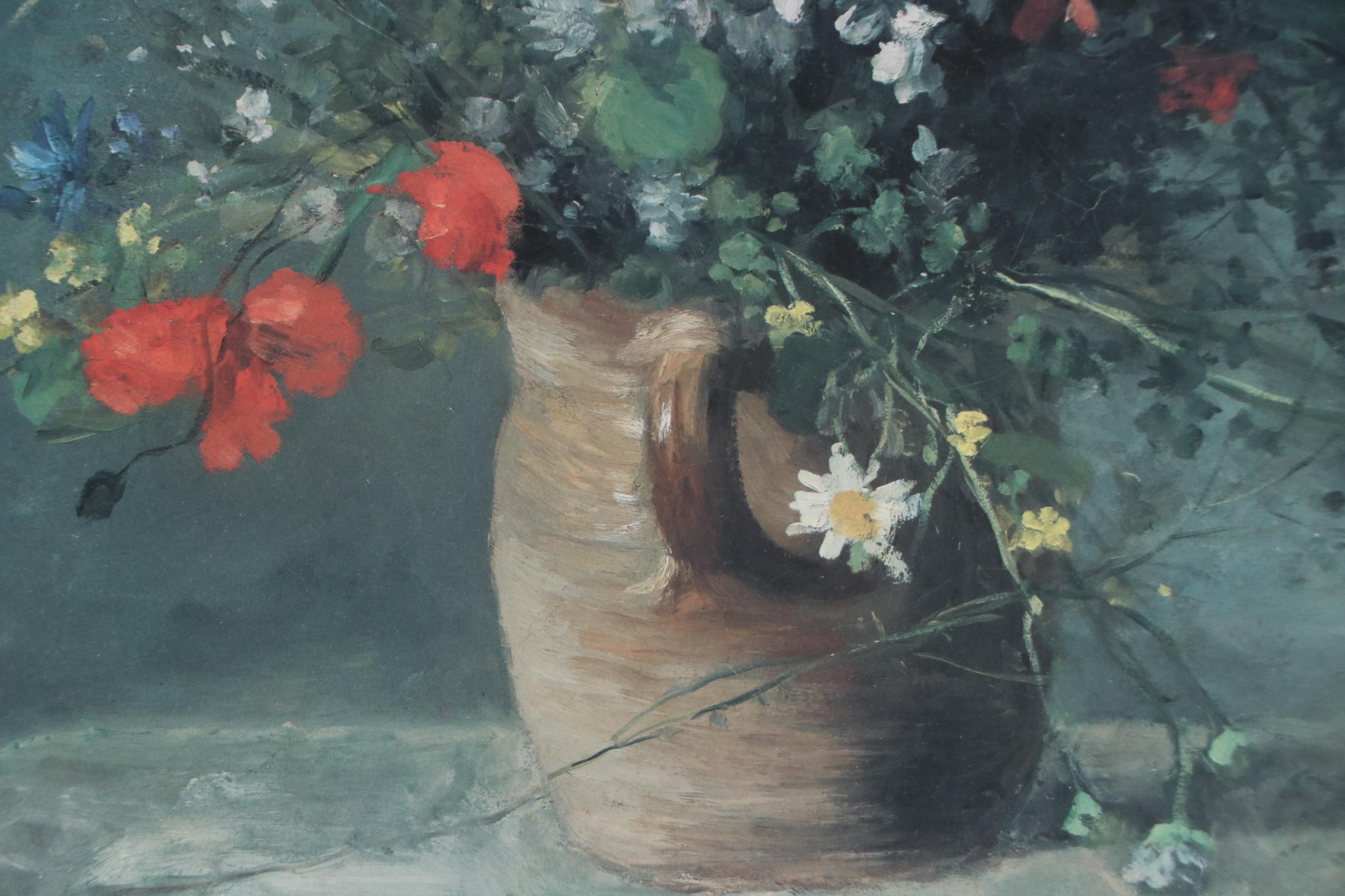 After Pierre-Auguste Renoir Offset Lithograph "Flowers in a Vase," Late 20th C.