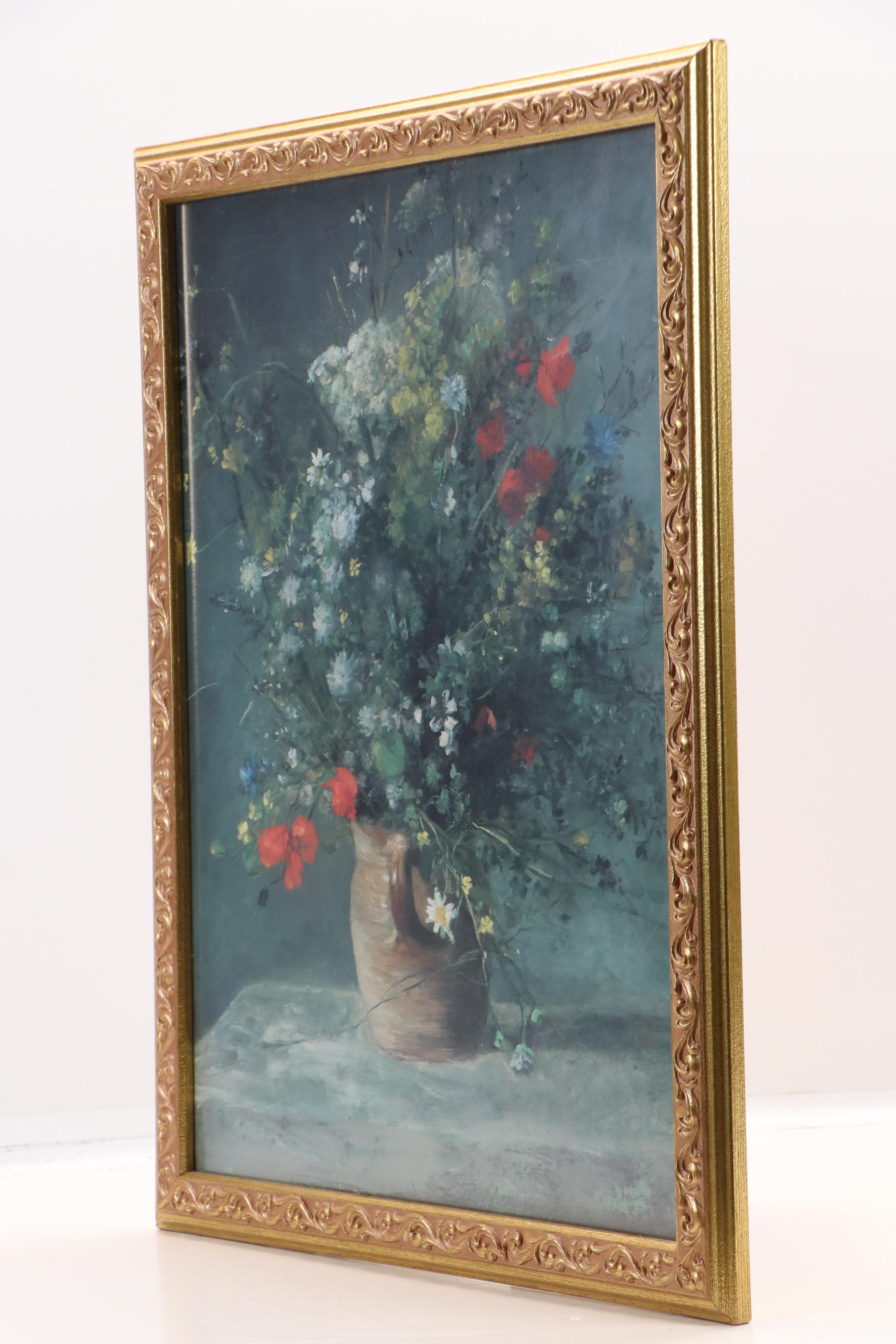 After Pierre-Auguste Renoir Offset Lithograph "Flowers in a Vase," Late 20th C.