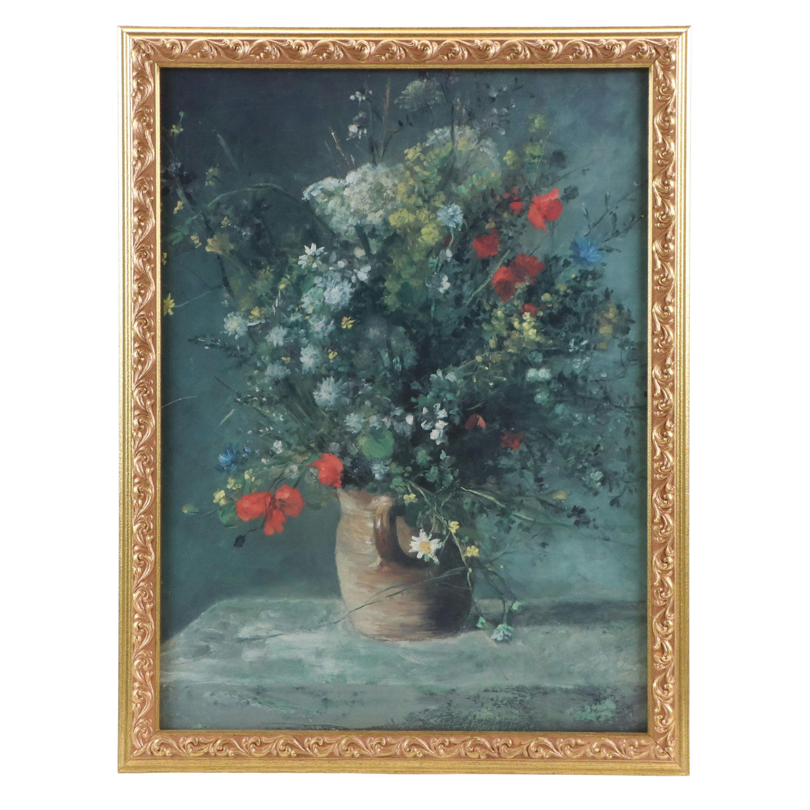 After Pierre-Auguste Renoir Offset Lithograph "Flowers in a Vase," Late 20th C.