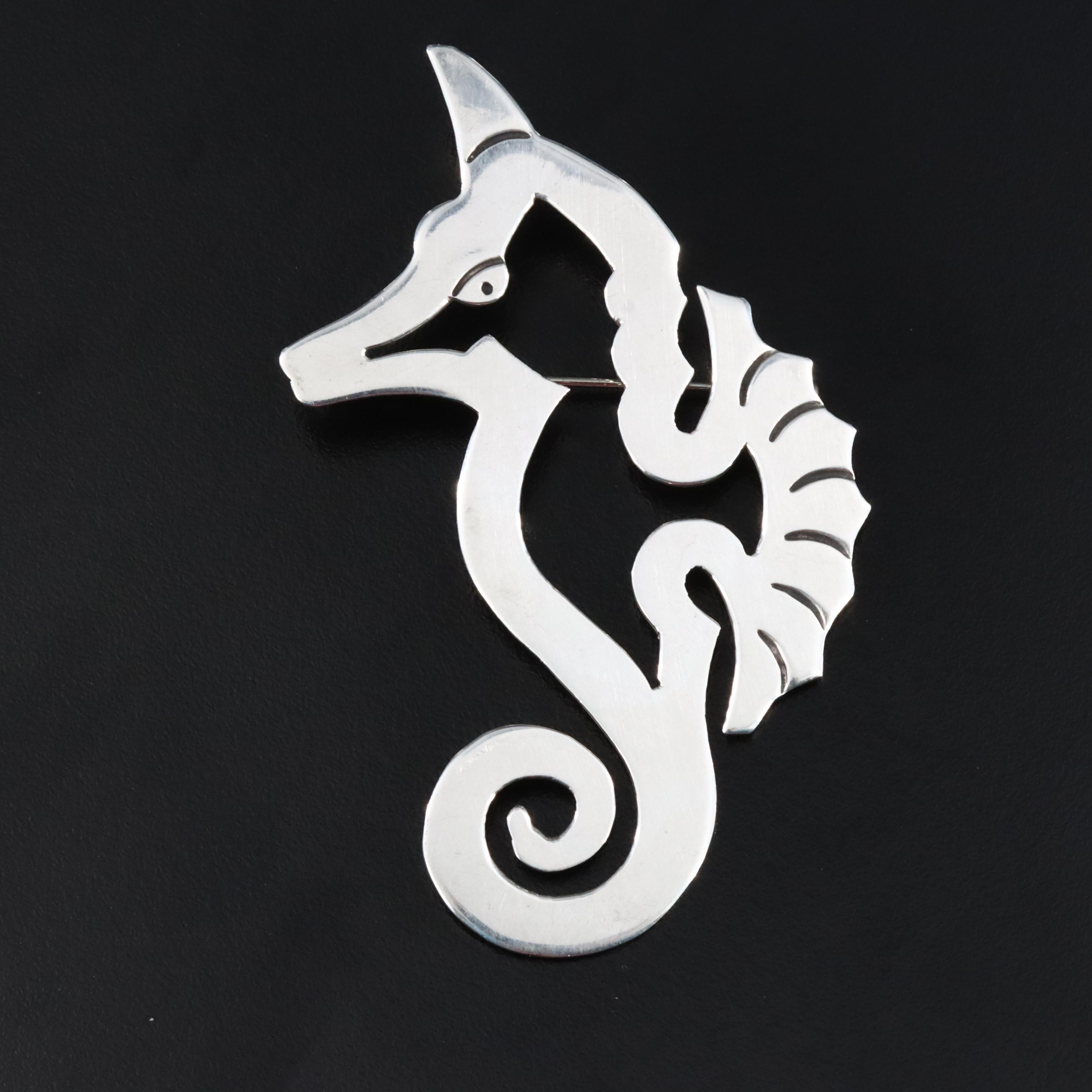 Mexican Sterling Seahorse Converter Brooch