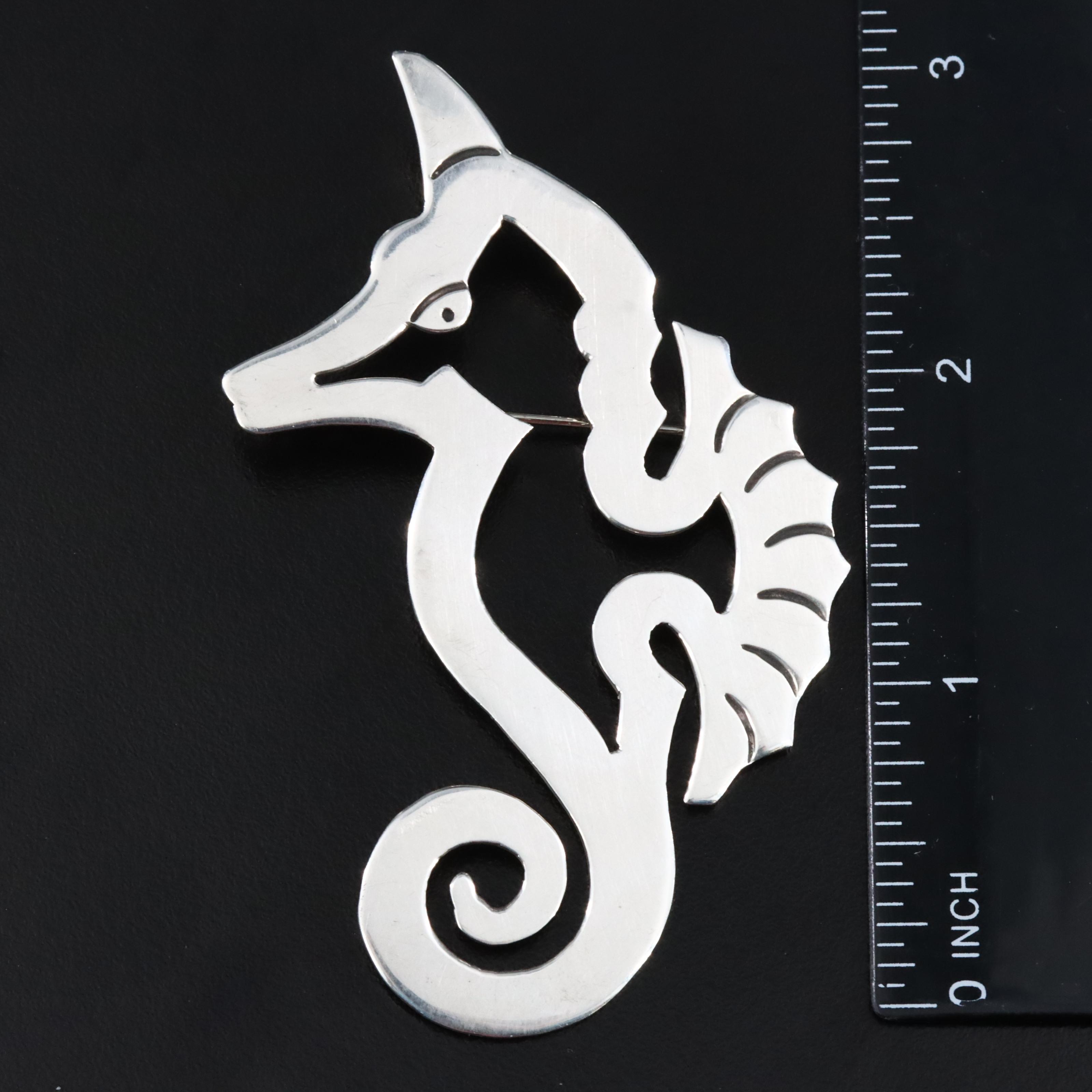Mexican Sterling Seahorse Converter Brooch