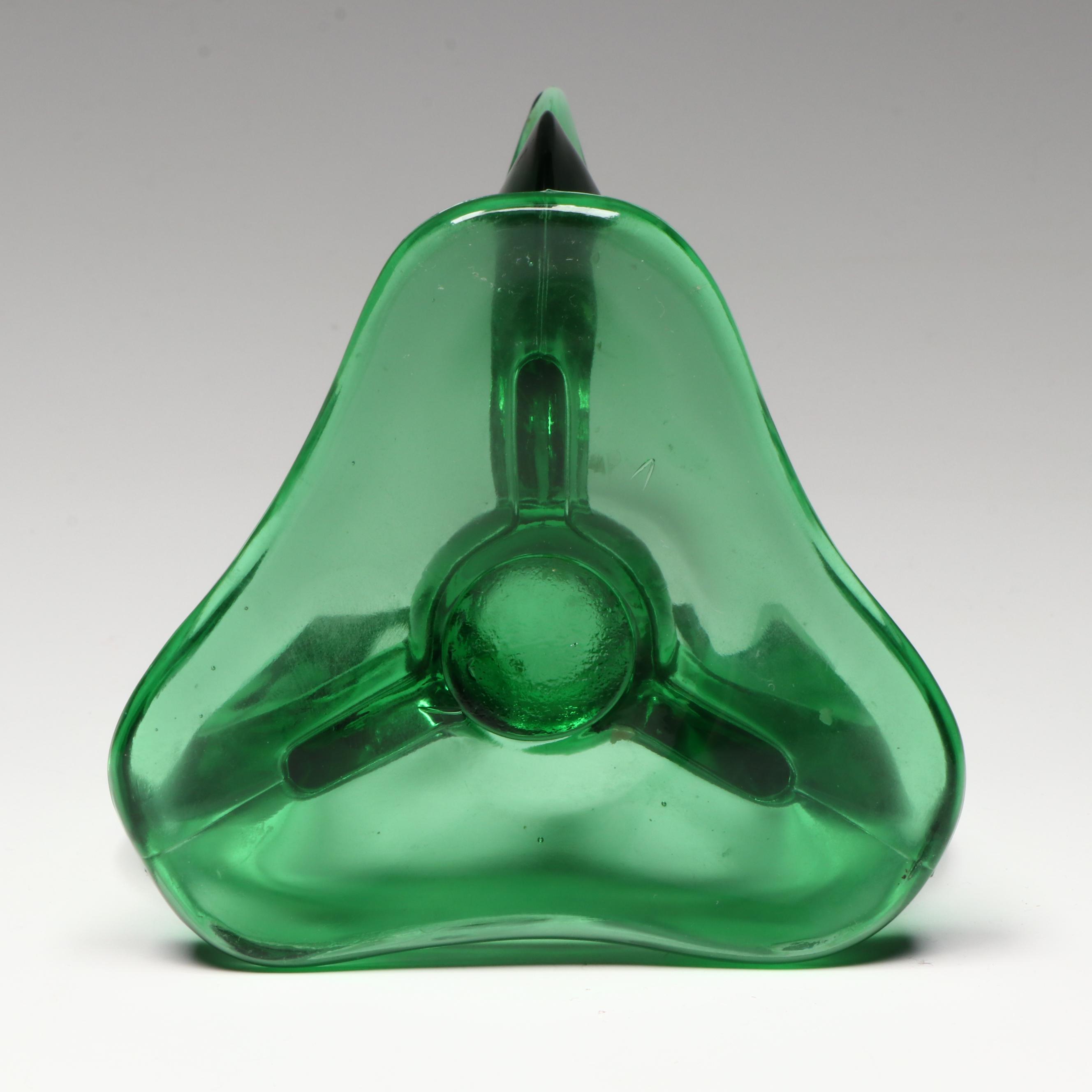 Pair of Viking Glass MCM Emerald Glass Candle Holders