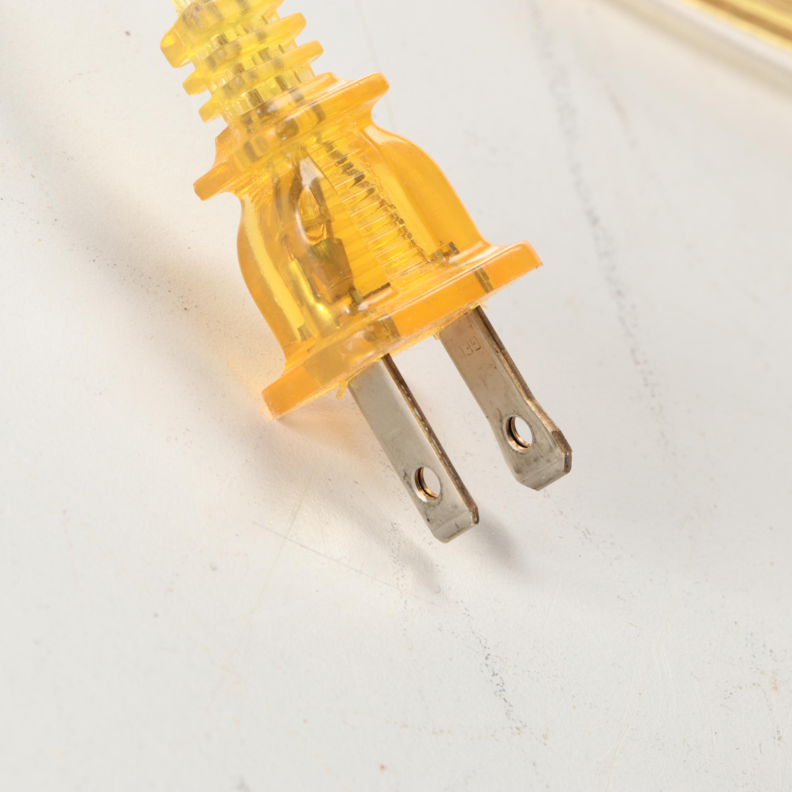 Neoclassical Style Metal and Calcite Candelabra Lamps, Custom Silk Shades