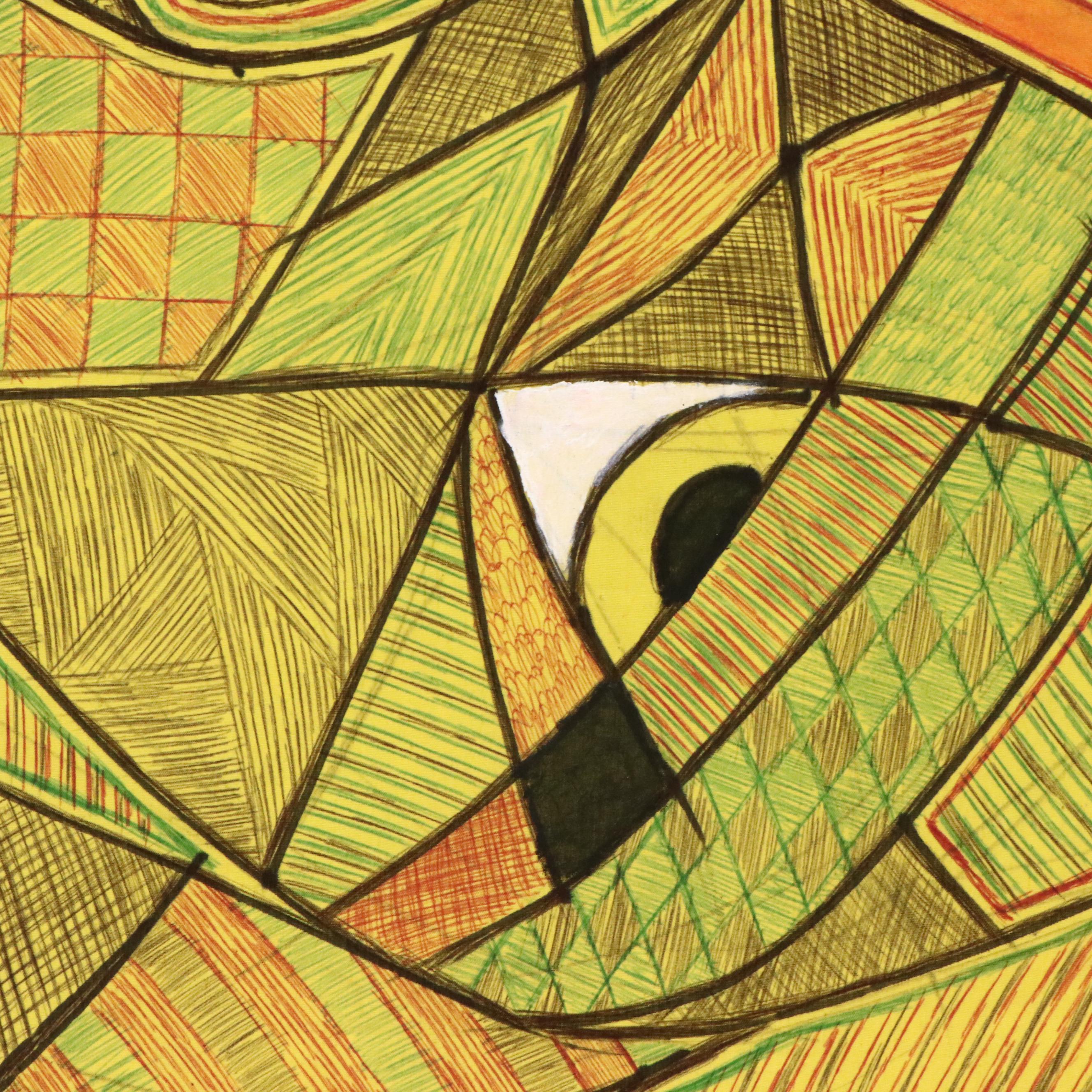 Kayode Buraimoh Mixed Media Painting "Feeding Fish," 2025