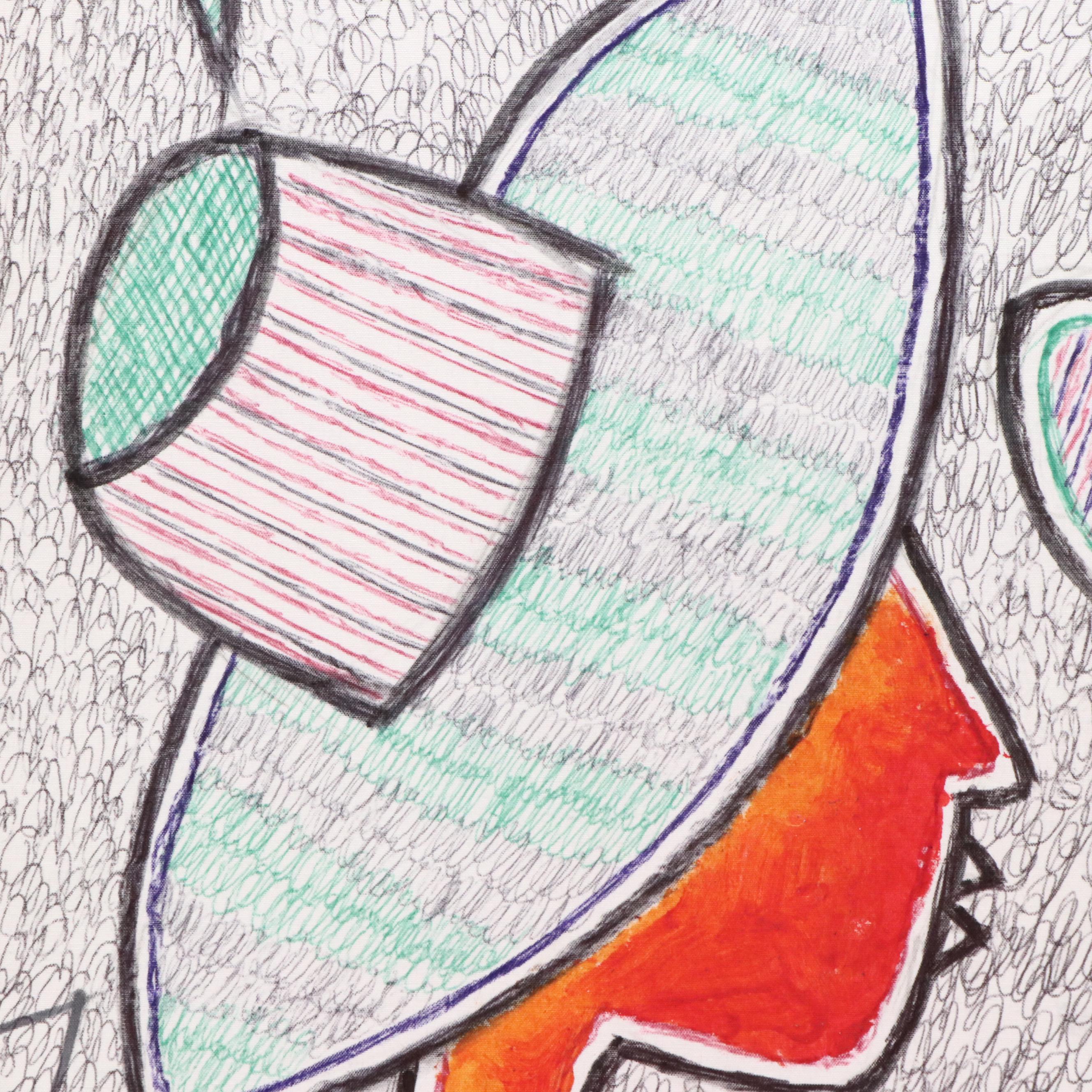 Kayode Buraimoh Mixed Media Painting of Three Women, 2025