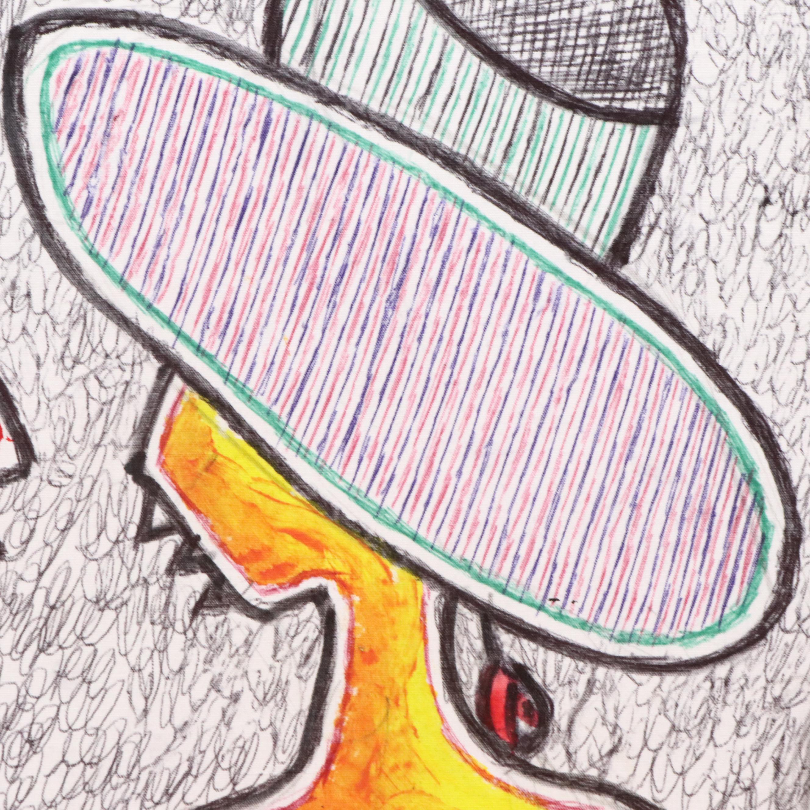 Kayode Buraimoh Mixed Media Painting of Three Women, 2025