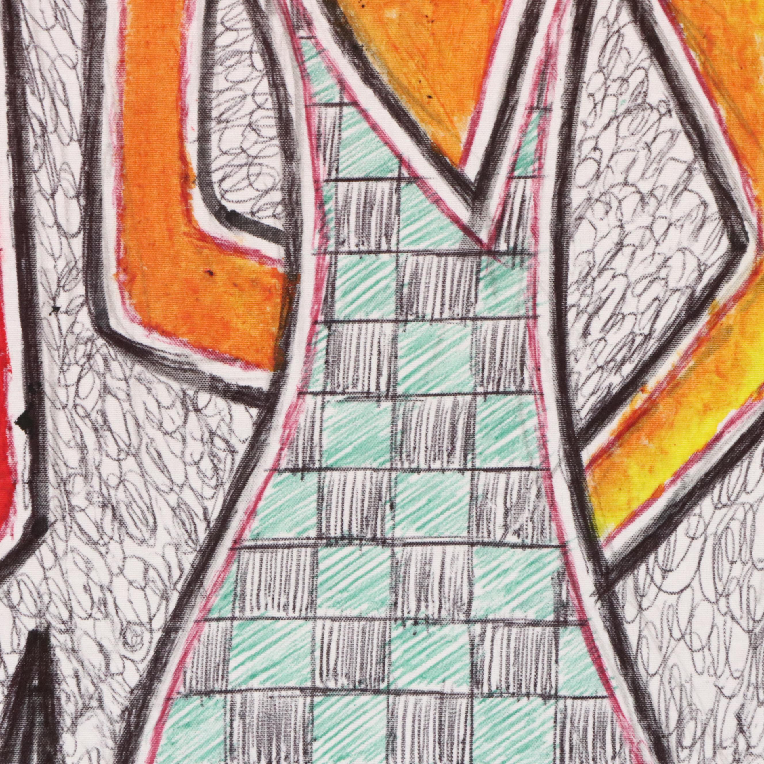 Kayode Buraimoh Mixed Media Painting of Three Women, 2025