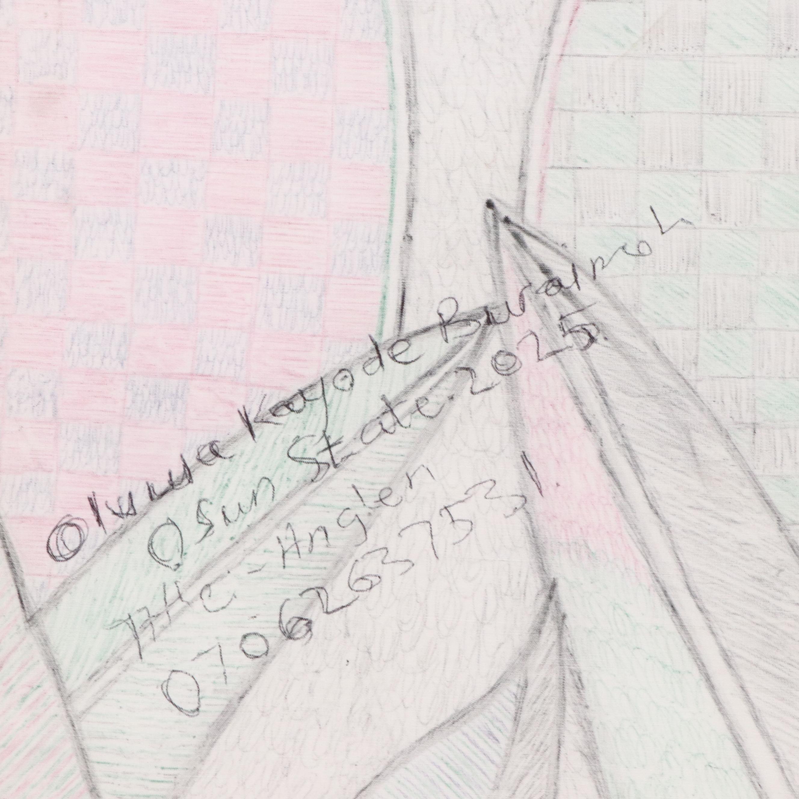 Kayode Buraimoh Mixed Media Painting of Three Women, 2025