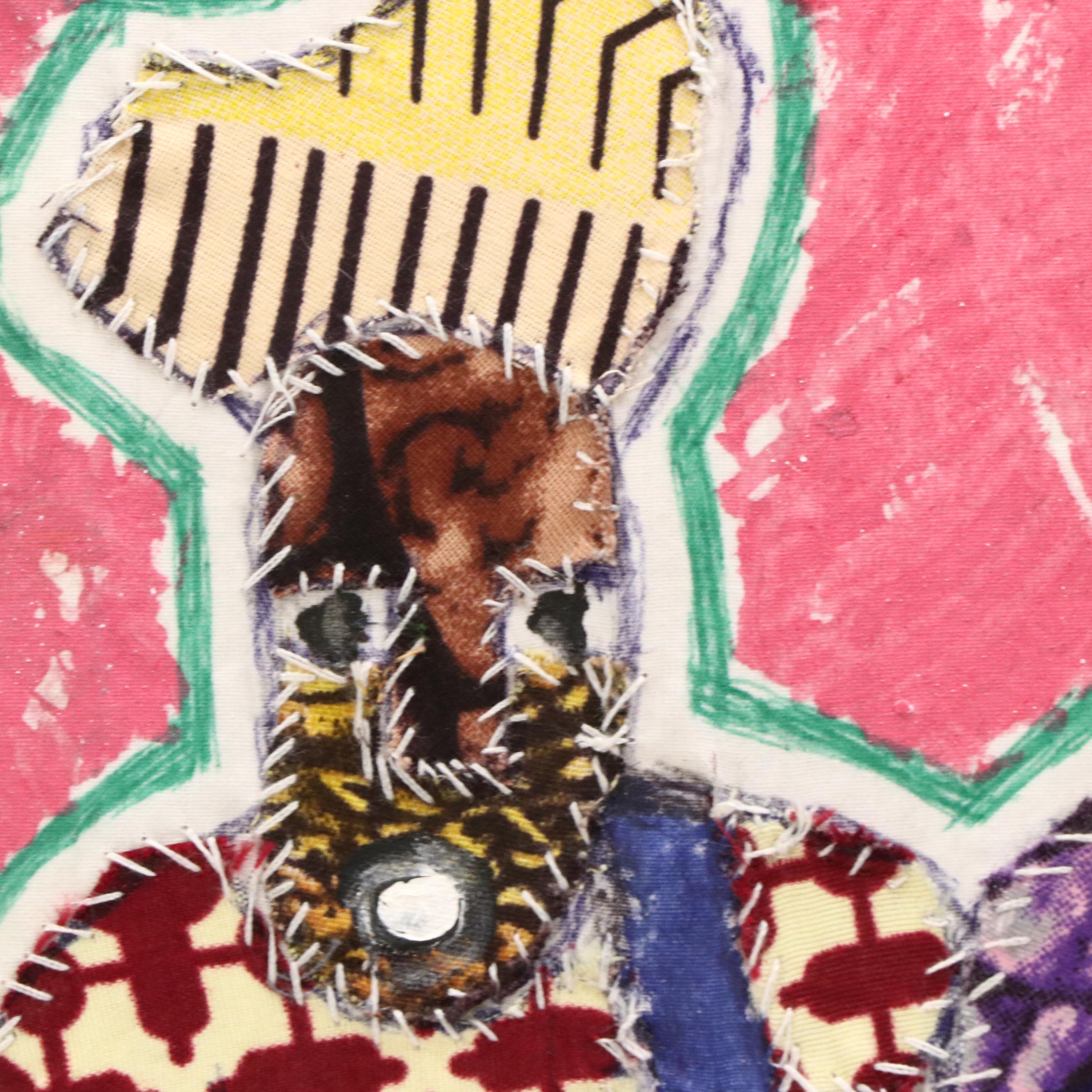 Kayode Buraimoh Stylized Figures Mixed Media Collage "Egungun Masks," 2024