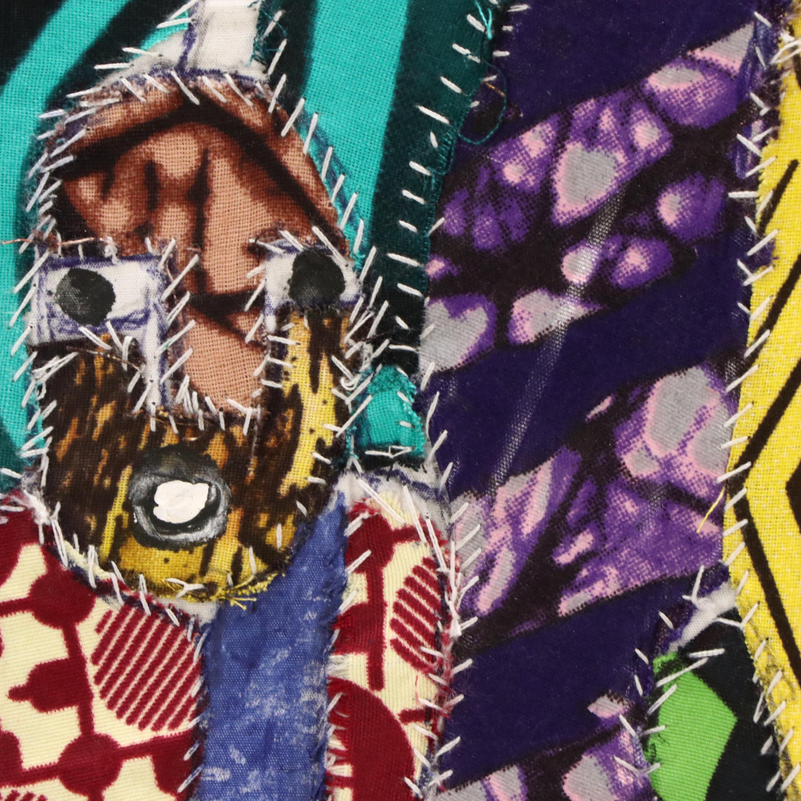 Kayode Buraimoh Stylized Figures Mixed Media Collage "Egungun Masks," 2024