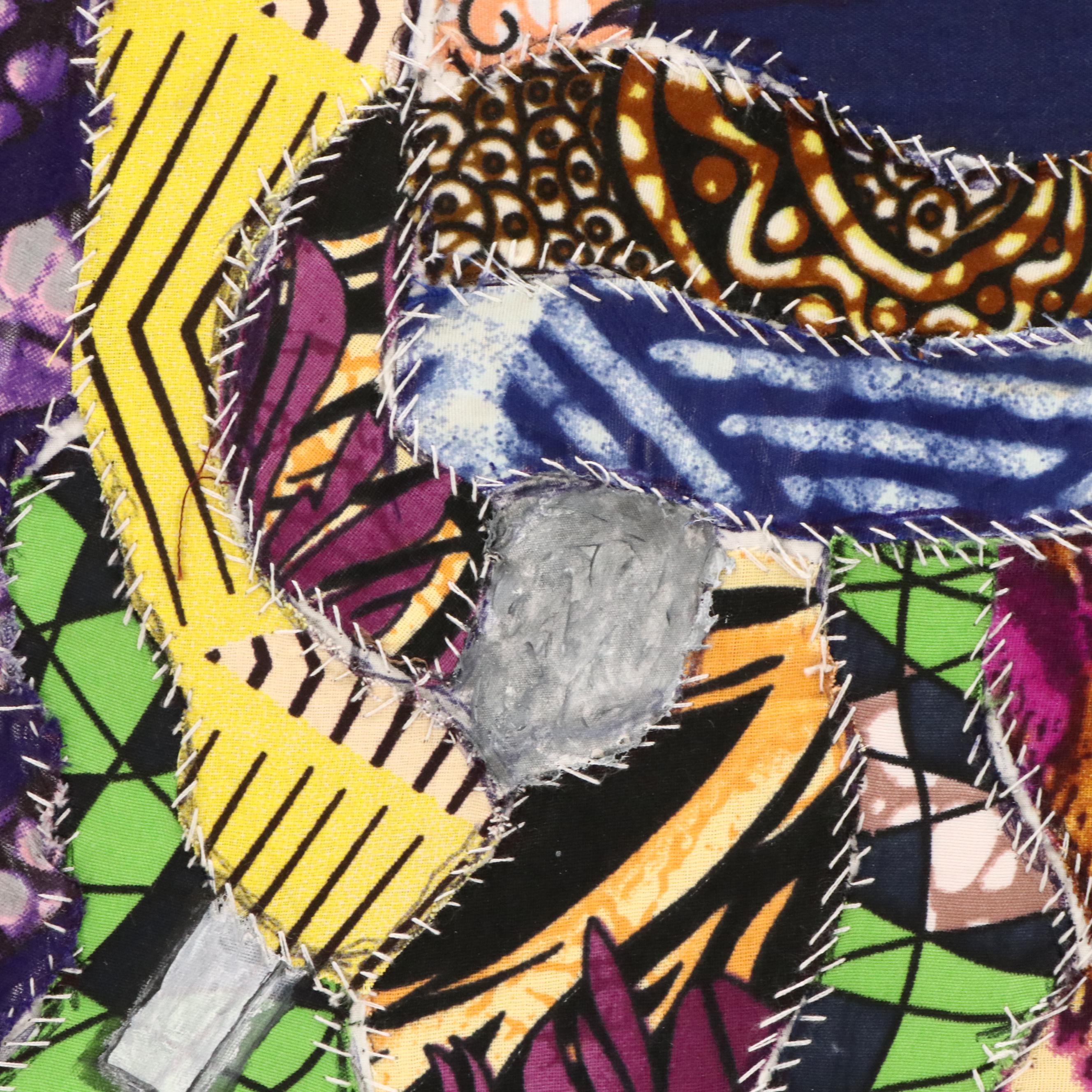 Kayode Buraimoh Stylized Figures Mixed Media Collage "Egungun Masks," 2024