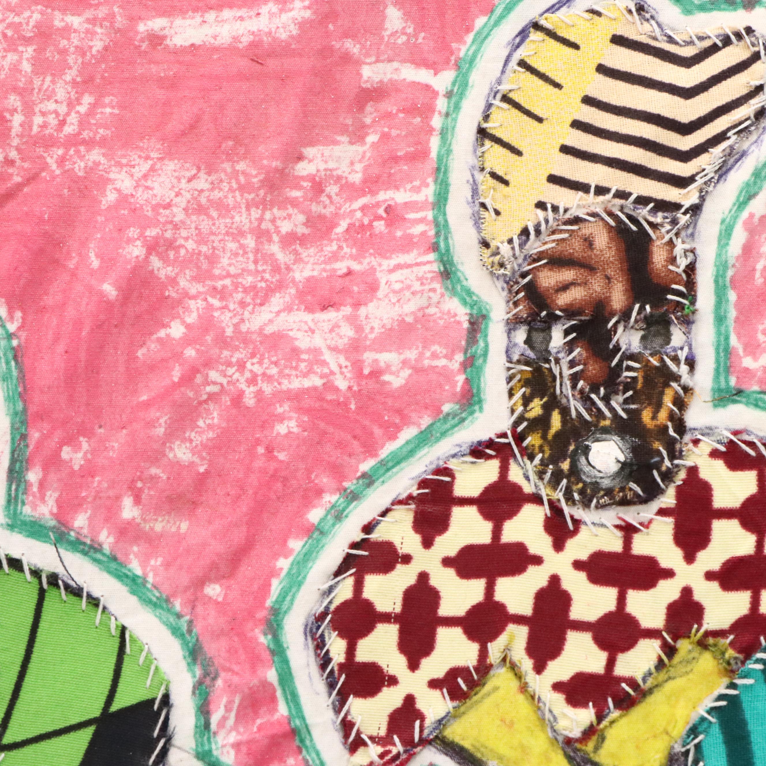 Kayode Buraimoh Stylized Figures Mixed Media Collage "Egungun Masks," 2024