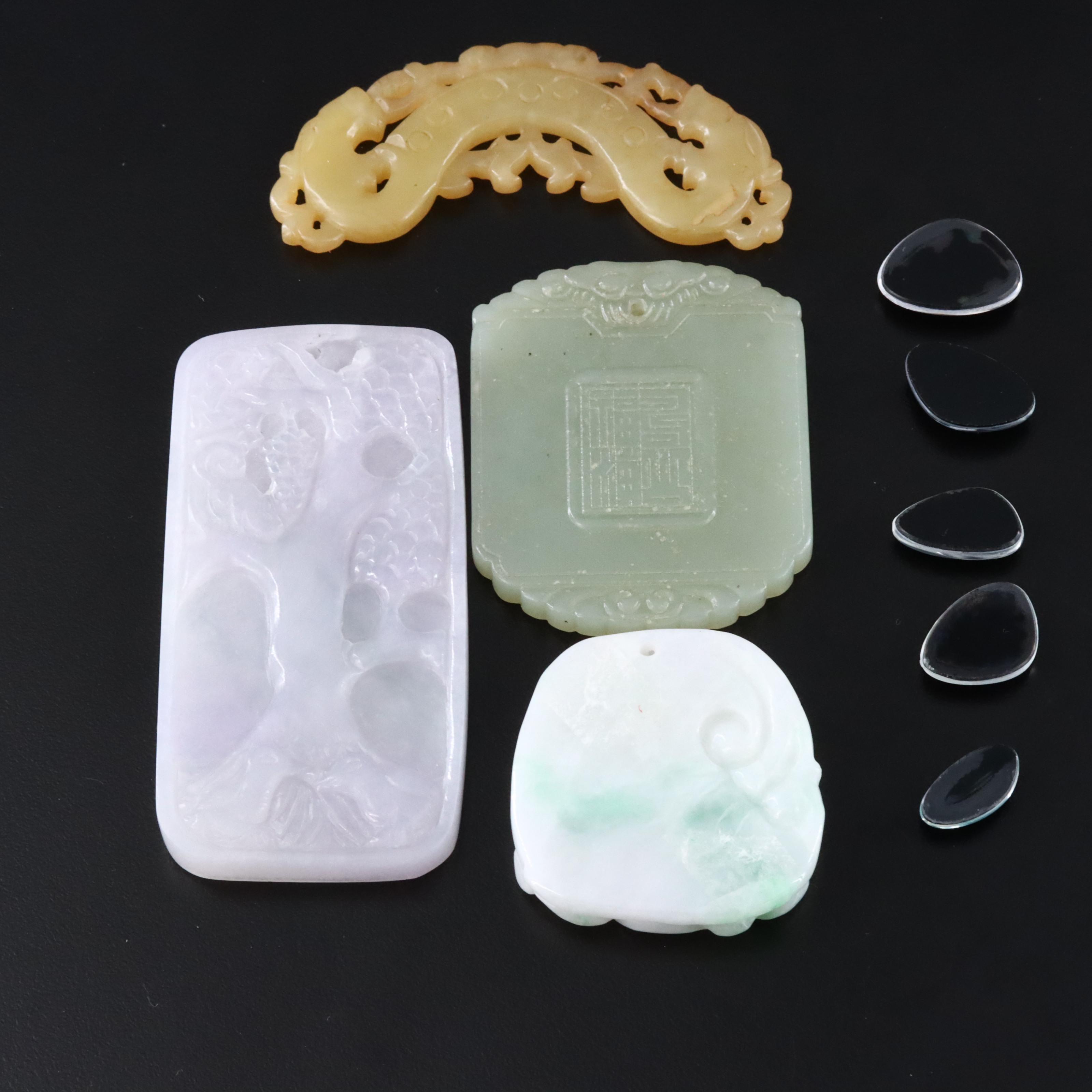 Loose Opal Triplets with Carved Jadeite and Serpentine Selection
