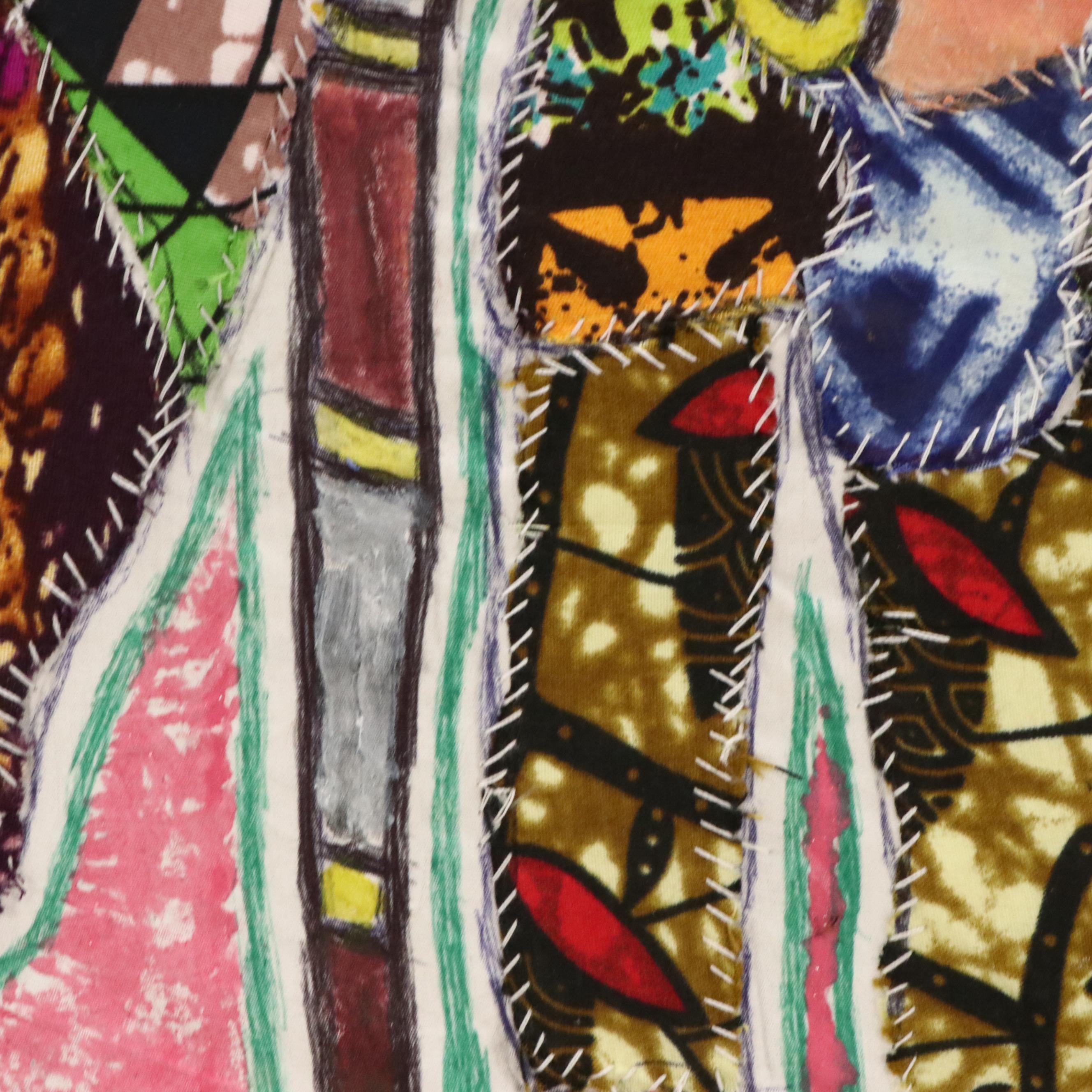 Kayode Buraimoh Stylized Figures Mixed Media Collage "Egungun Masks," 2024