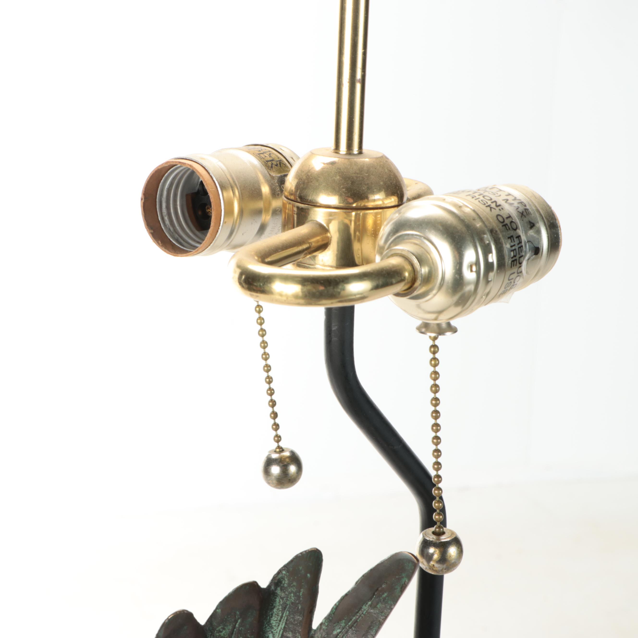 Frederick Cooper Bronze Flying Cranes Table Lamp with Coolie Shade