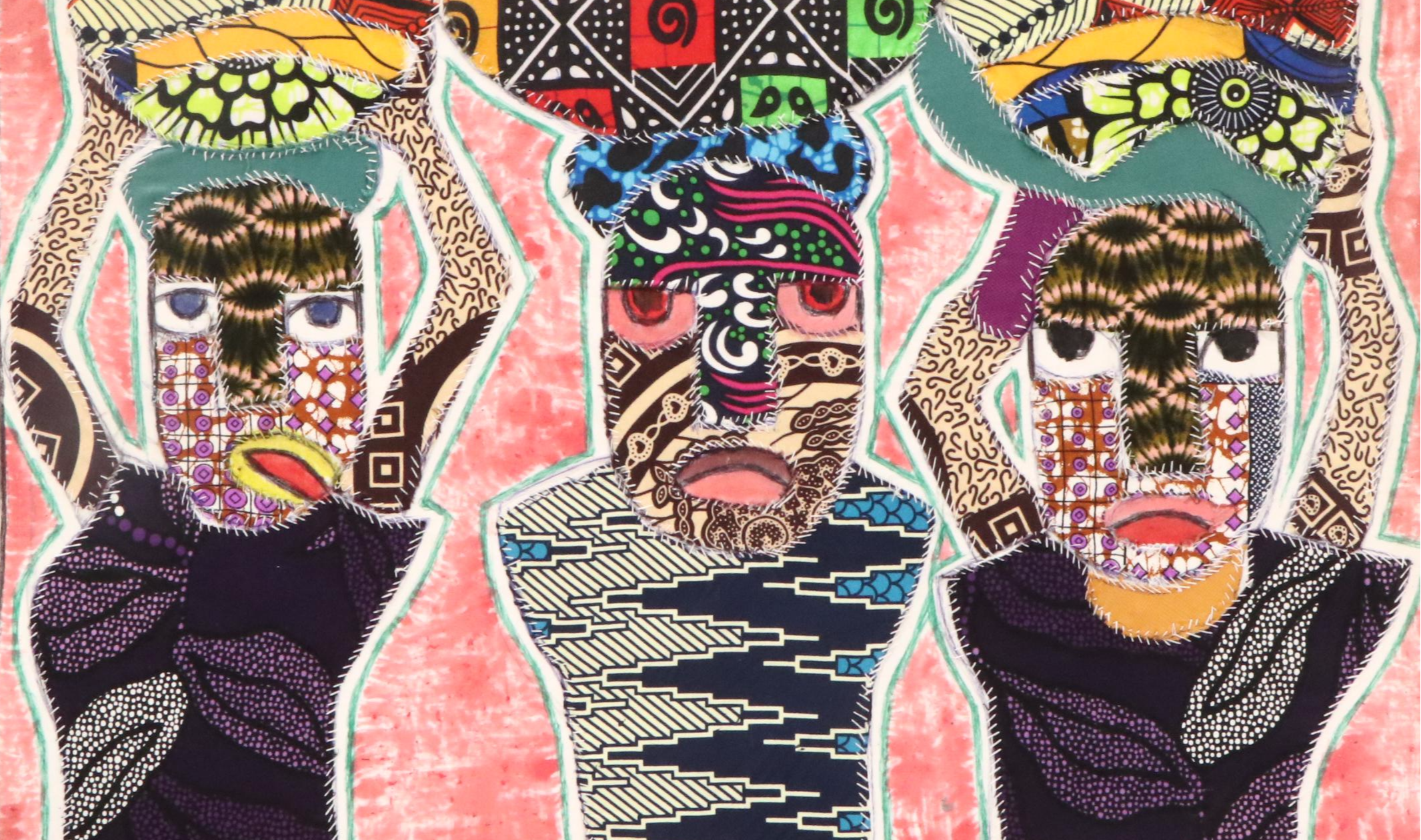 Kayode Buraimoh Stylized Figures Mixed Media Collage, 2024