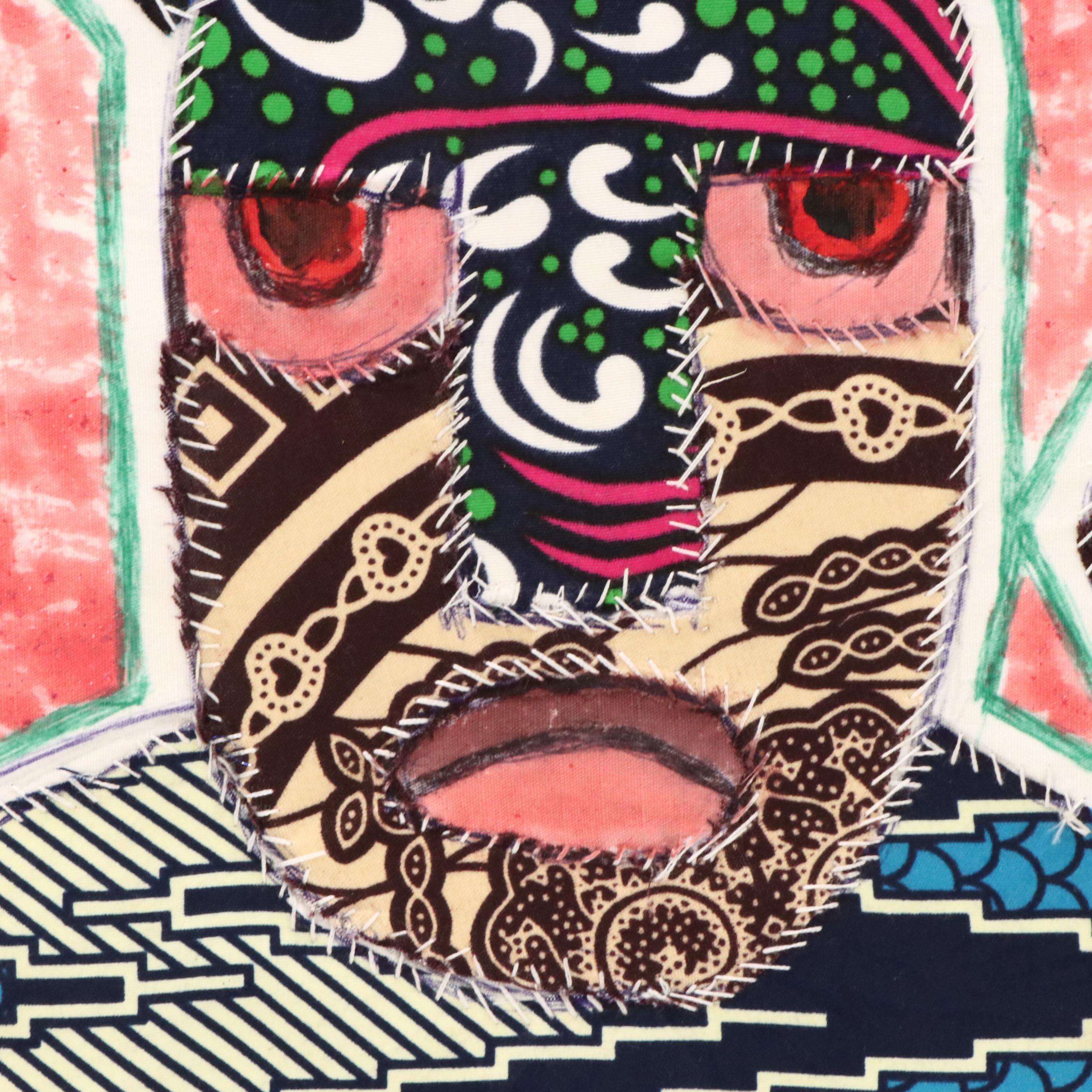 Kayode Buraimoh Stylized Figures Mixed Media Collage, 2024