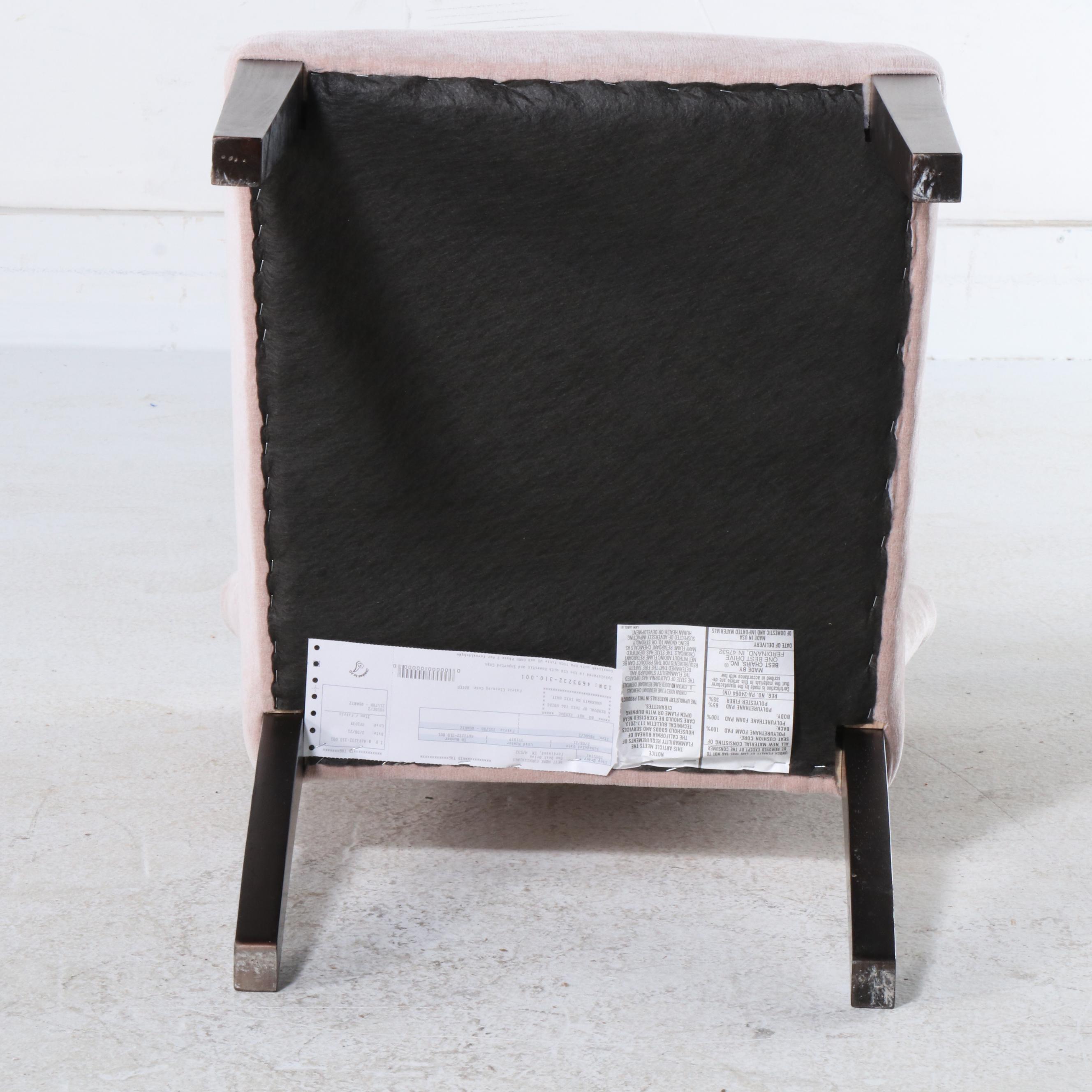 Postmodernist Glass Dining Table with Four Contemporary Blush Velvet Chairs