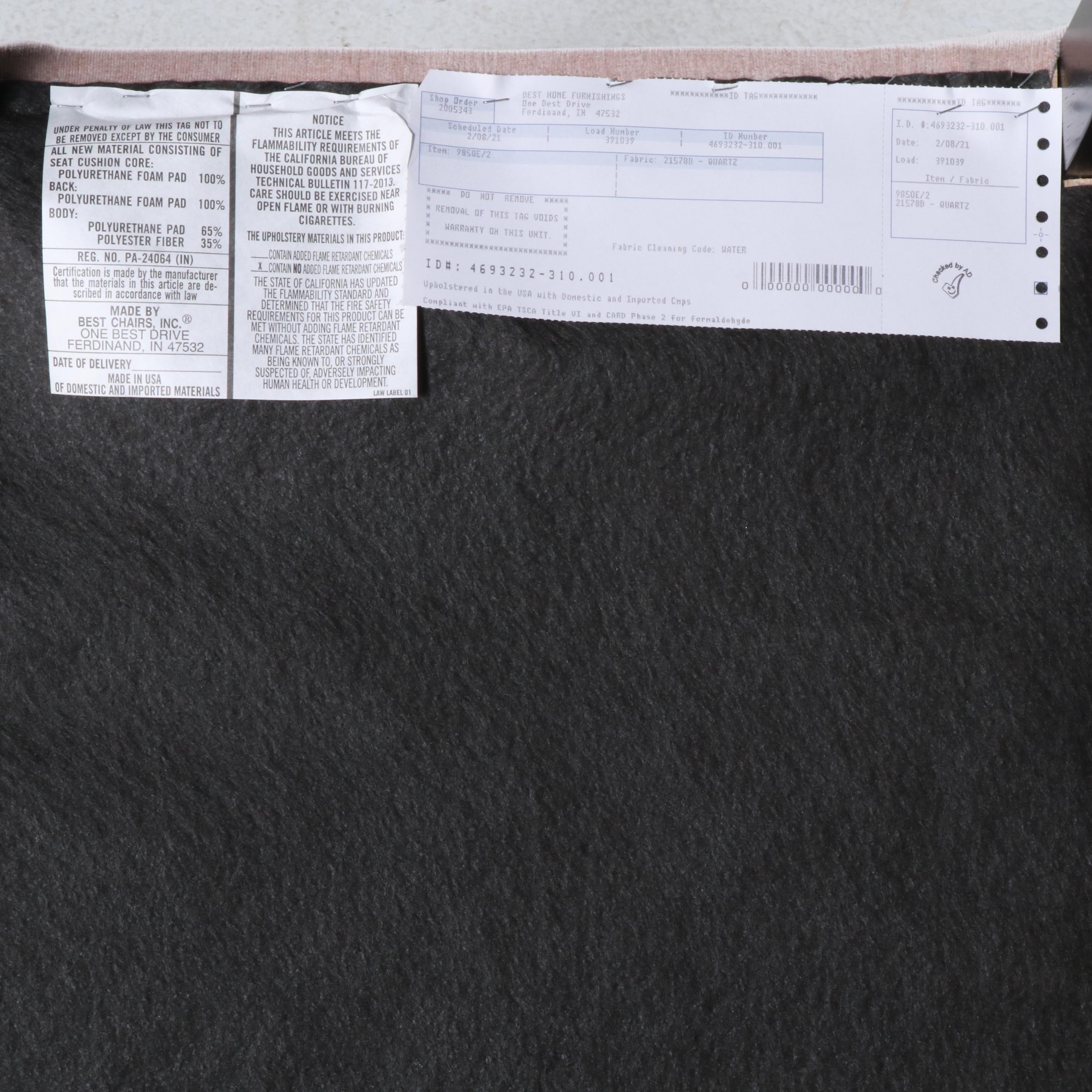 Postmodernist Glass Dining Table with Four Contemporary Blush Velvet Chairs