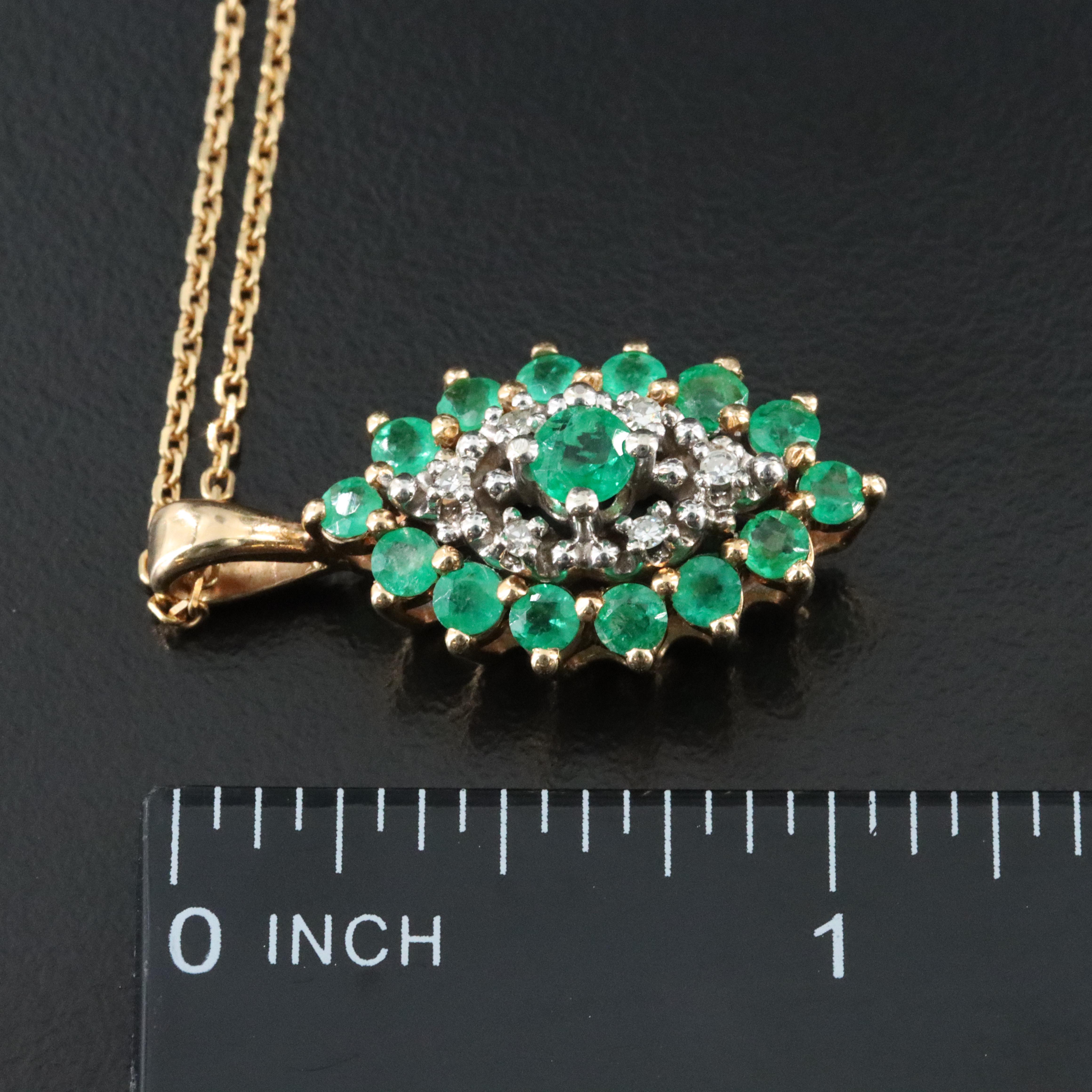 14K Emerald and Diamond Pendant Necklace